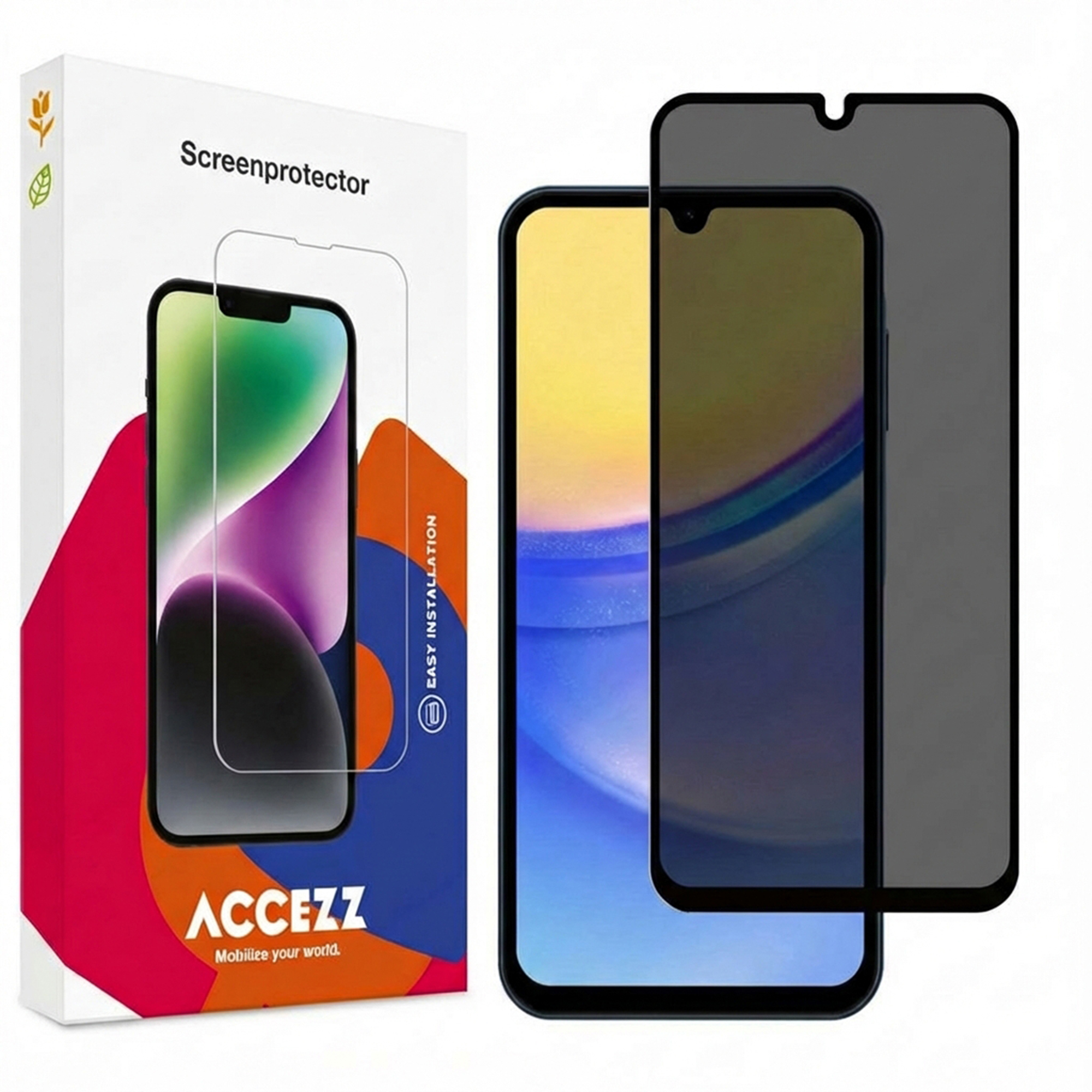 Accezz Privacy Displayschutz aus gehärtetem Glas für das Samsung Galaxy A15 (5G/4G)