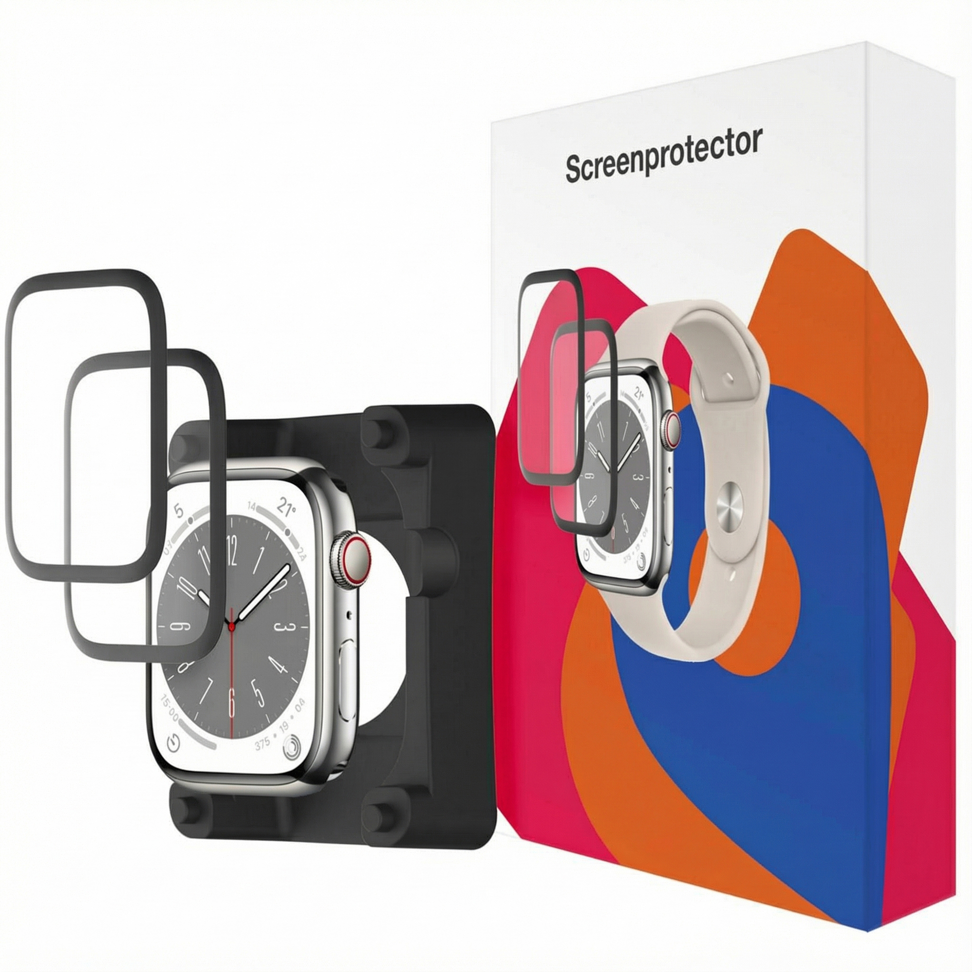 Accezz 2x Displayschutzfolie mit Applikator für die Apple Watch Series 1-3 - 38 mm