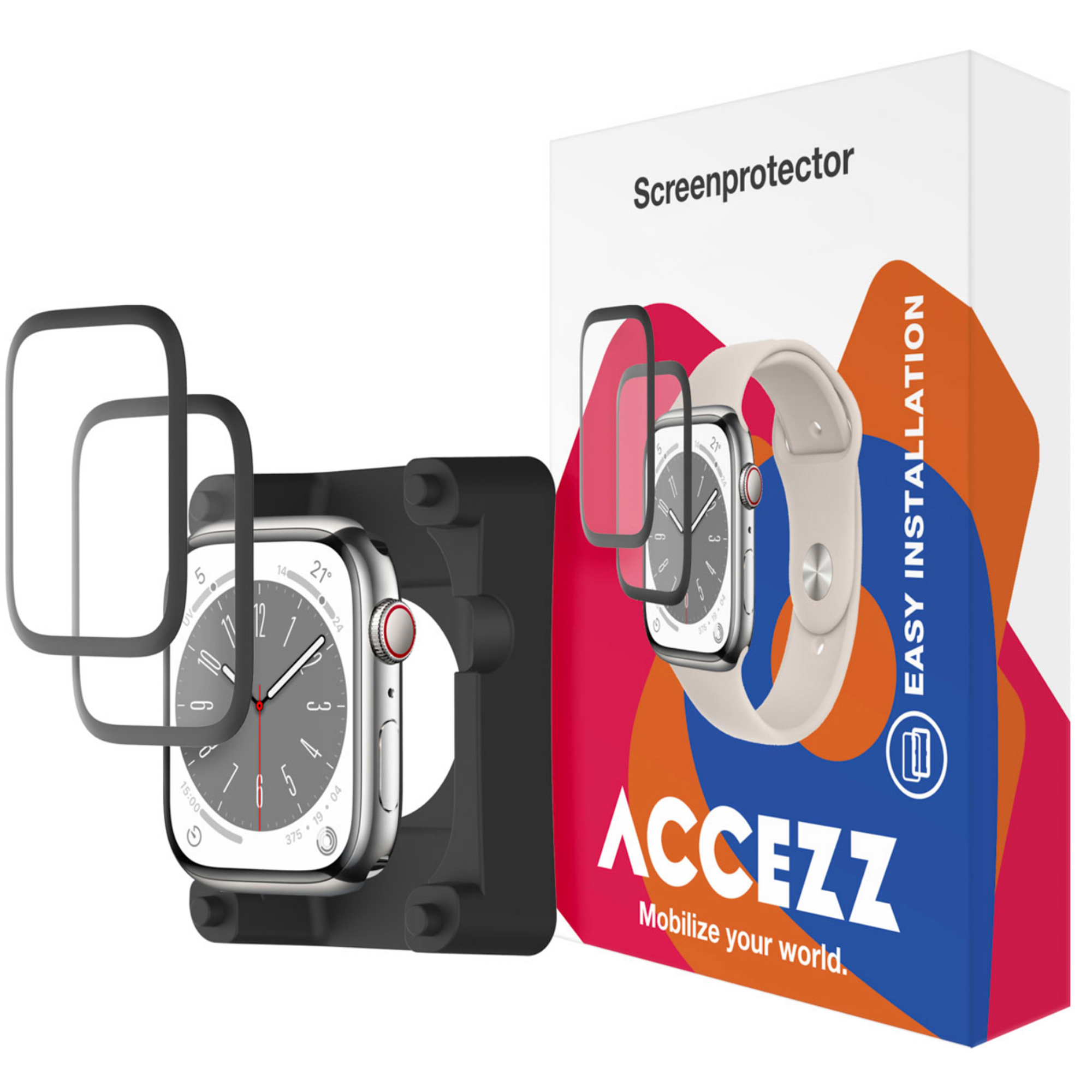 Accezz 2x Displayschutzfolie mit Applikator für die Apple Watch Series 4-6 / SE - 40 mm