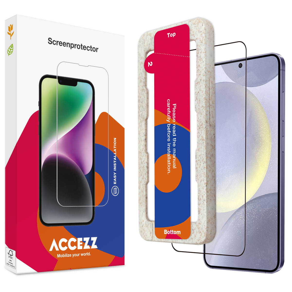 Accezz Vollflächige Schutzfolie aus gehärtetem Glas mit Applikator für das Samsung Galaxy S24 Plus / S25 Plus
