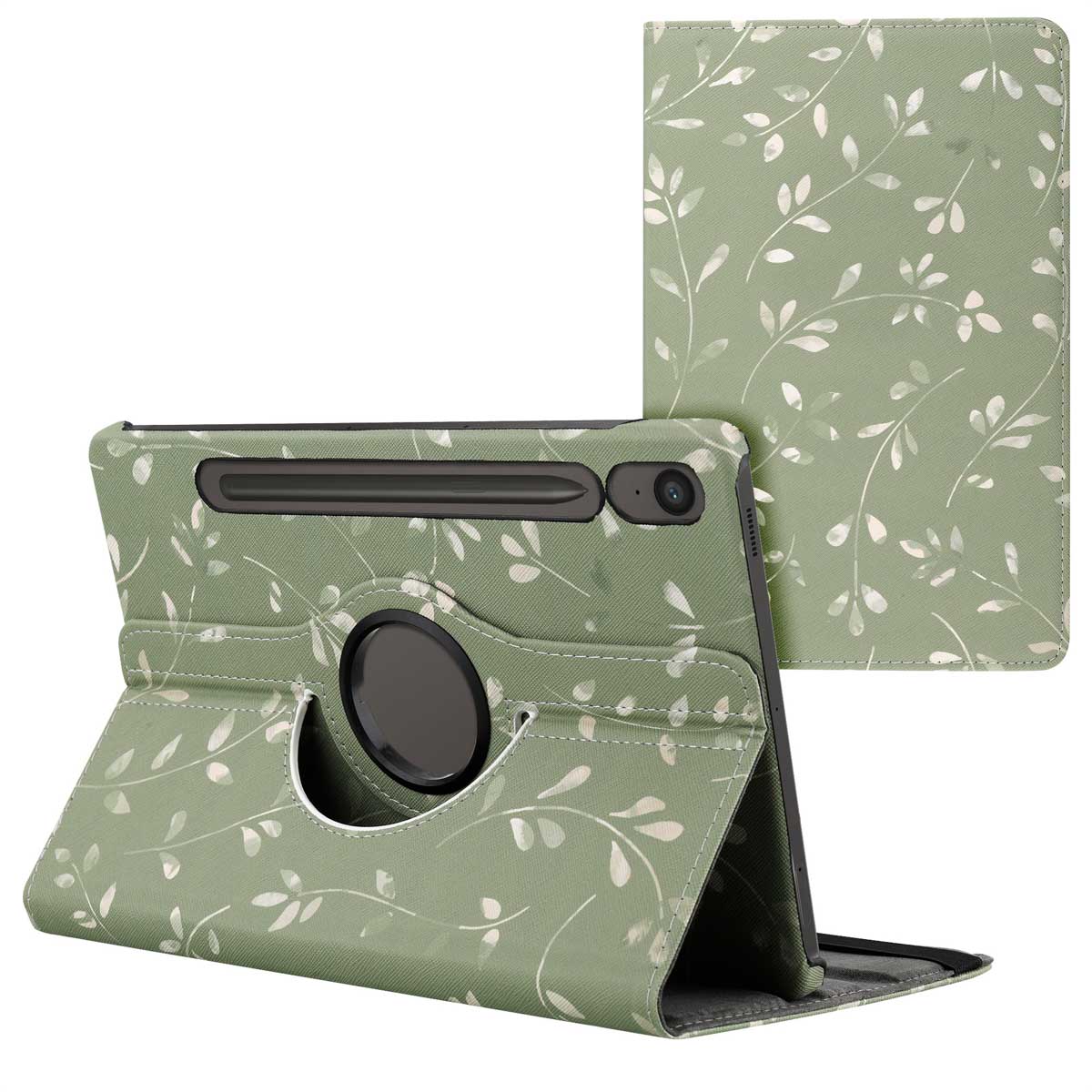 imoshion 360° drehbare Design Klapphülle für das Samsung Galaxy Tab S10 Lite / S10 FE / S9 FE - Green Flowers