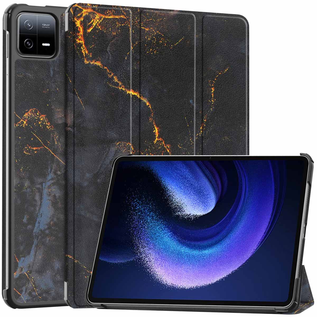 imoshion Design Trifold Klaphülle für das Xiaomi Pad 6 / 6 Pro - Black Marble