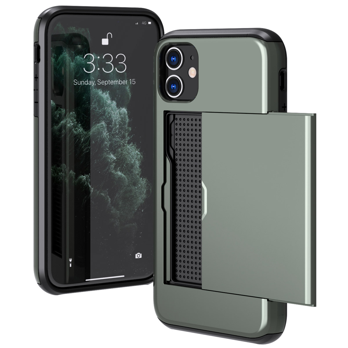 imoshion Backcover mit Kartenfach für das Apple iPhone 11 - Dunkelgrün