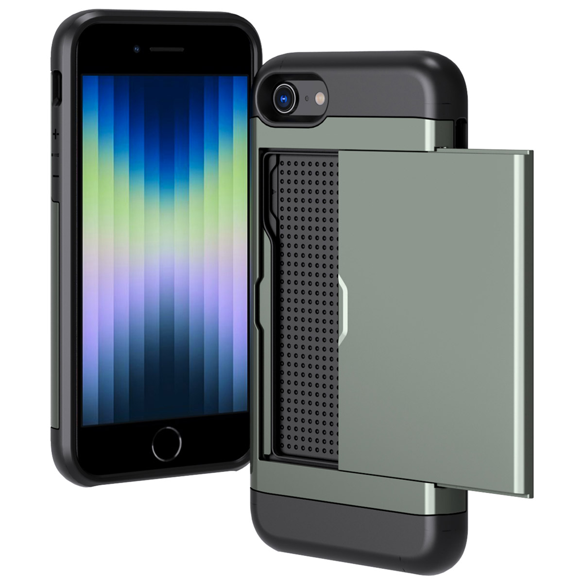 imoshion Backcover mit Kartenfach für das Apple iPhone SE (2022 / 2020) / 8 / 7 - Dunkelgrün