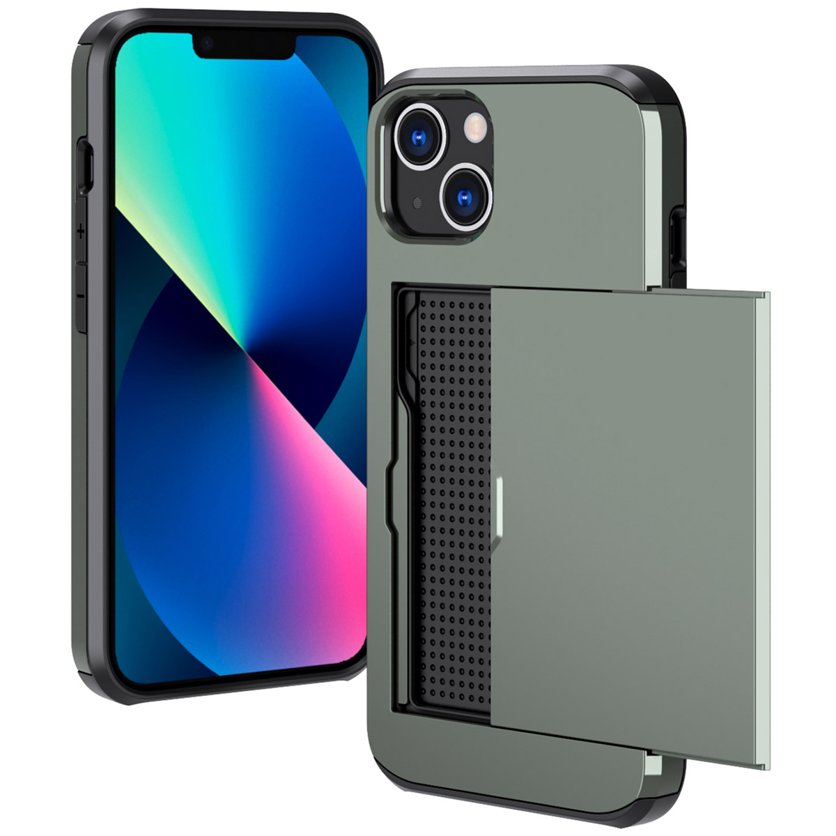 imoshion Backcover mit Kartenfach für das Apple iPhone 13 - Dunkelgrün