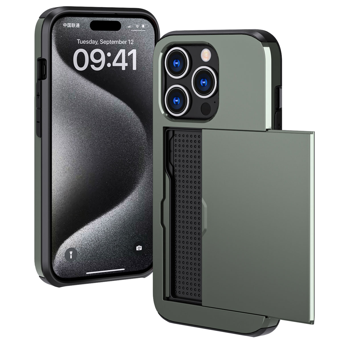 imoshion Backcover mit Kartenfach für das Apple iPhone 15 Pro - Dunkelgrün