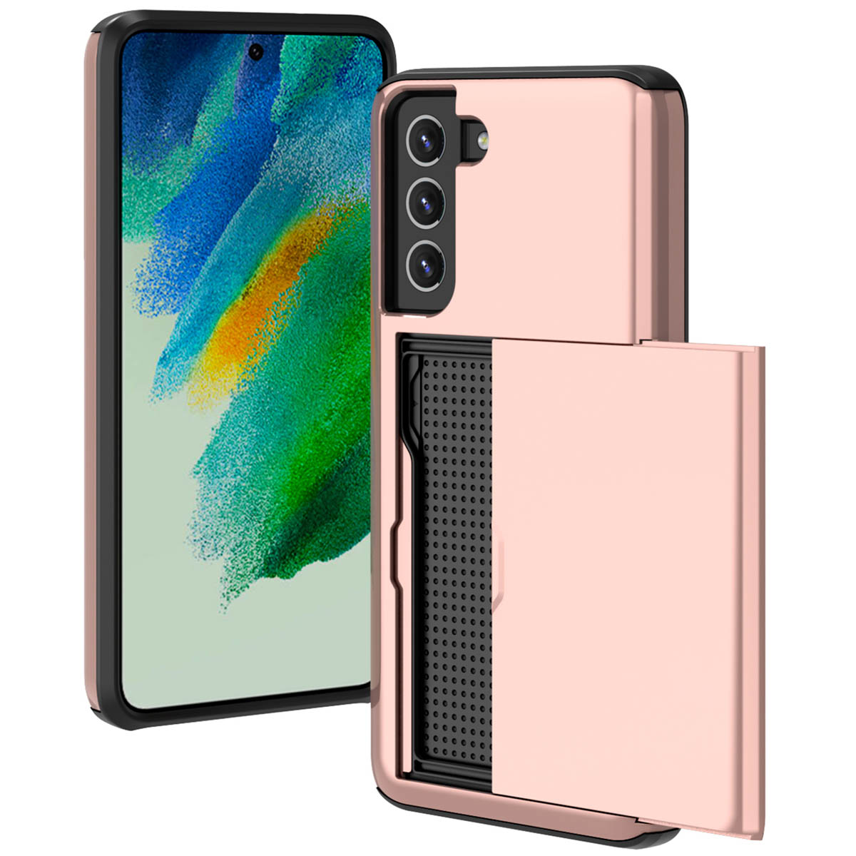 imoshion Backcover mit Kartenfach für das Samsung Galaxy S21 FE - Rosé gold