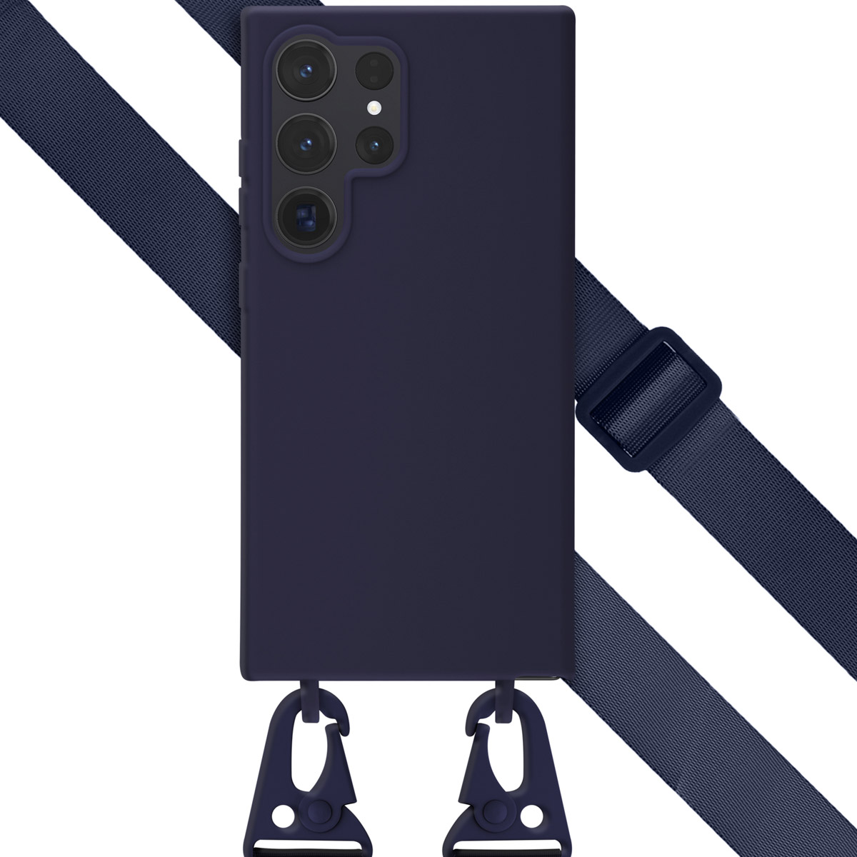 Selencia SilikonHülle mit abnehmbarem Band für das Samsung Galaxy S24 Ultra - Dunkelblau