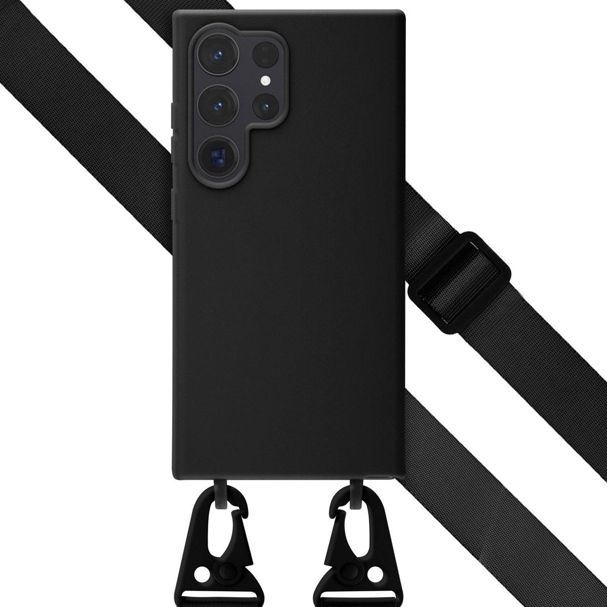 Selencia SilikonHülle mit abnehmbarem Band für das Samsung Galaxy S24 Ultra - Schwarz