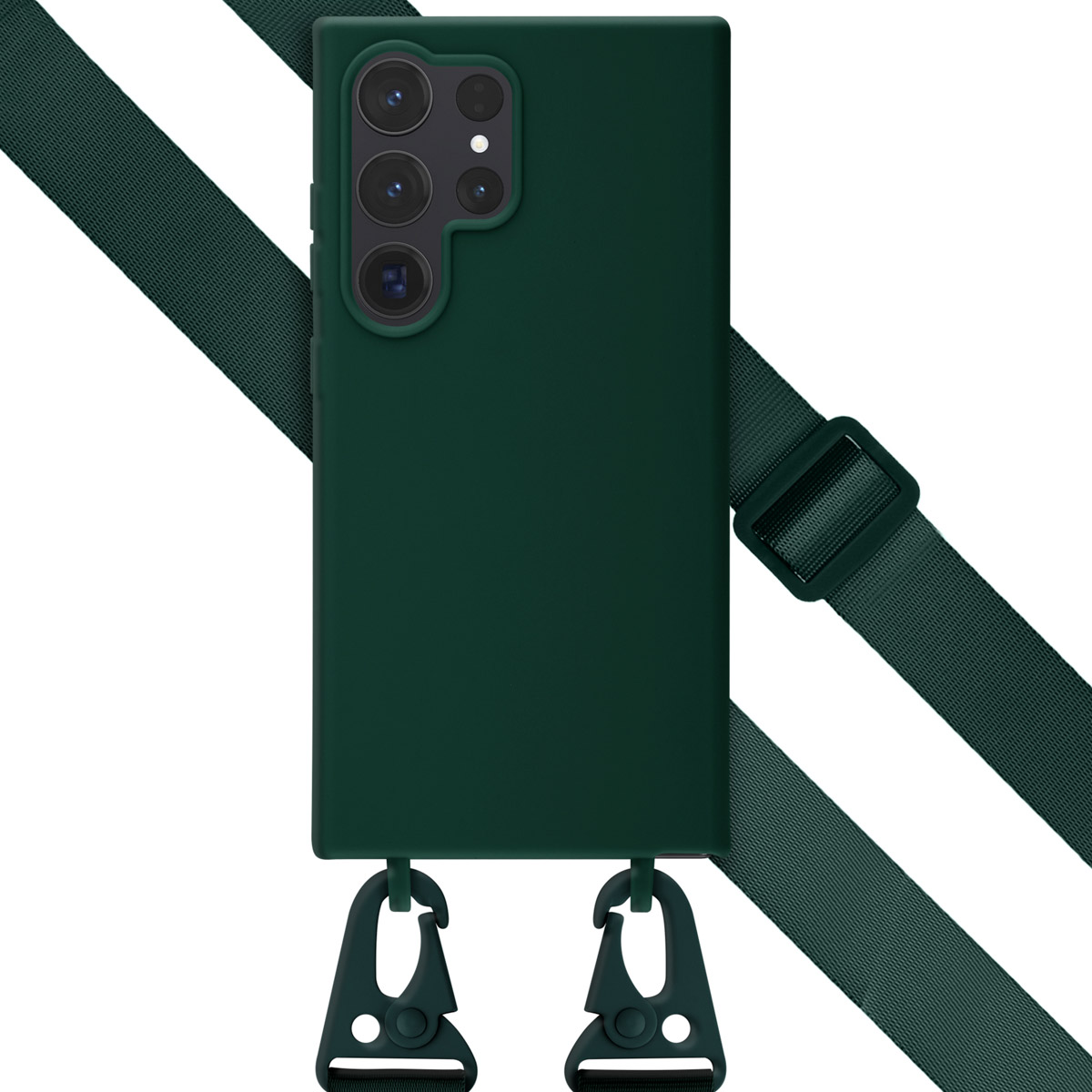 Selencia SilikonHülle mit abnehmbarem Band für das Samsung Galaxy S24 Ultra - Dunkelgrün