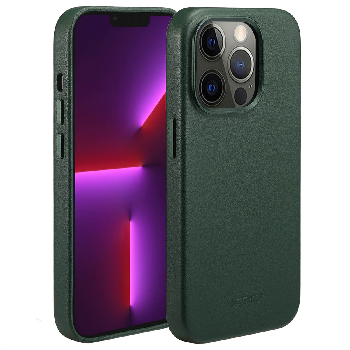 Accezz MagSafe Leather Backcover für das Apple iPhone 13 Pro - Cedar Green