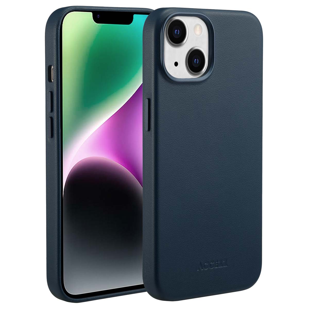 Accezz MagSafe Leather Backcover für das Apple iPhone 14 - Nightfall Blue