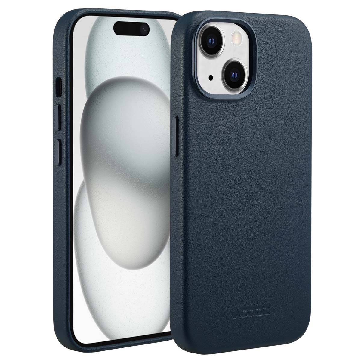 Accezz MagSafe Leather Backcover für das Apple iPhone 15 - Nightfall Blue
