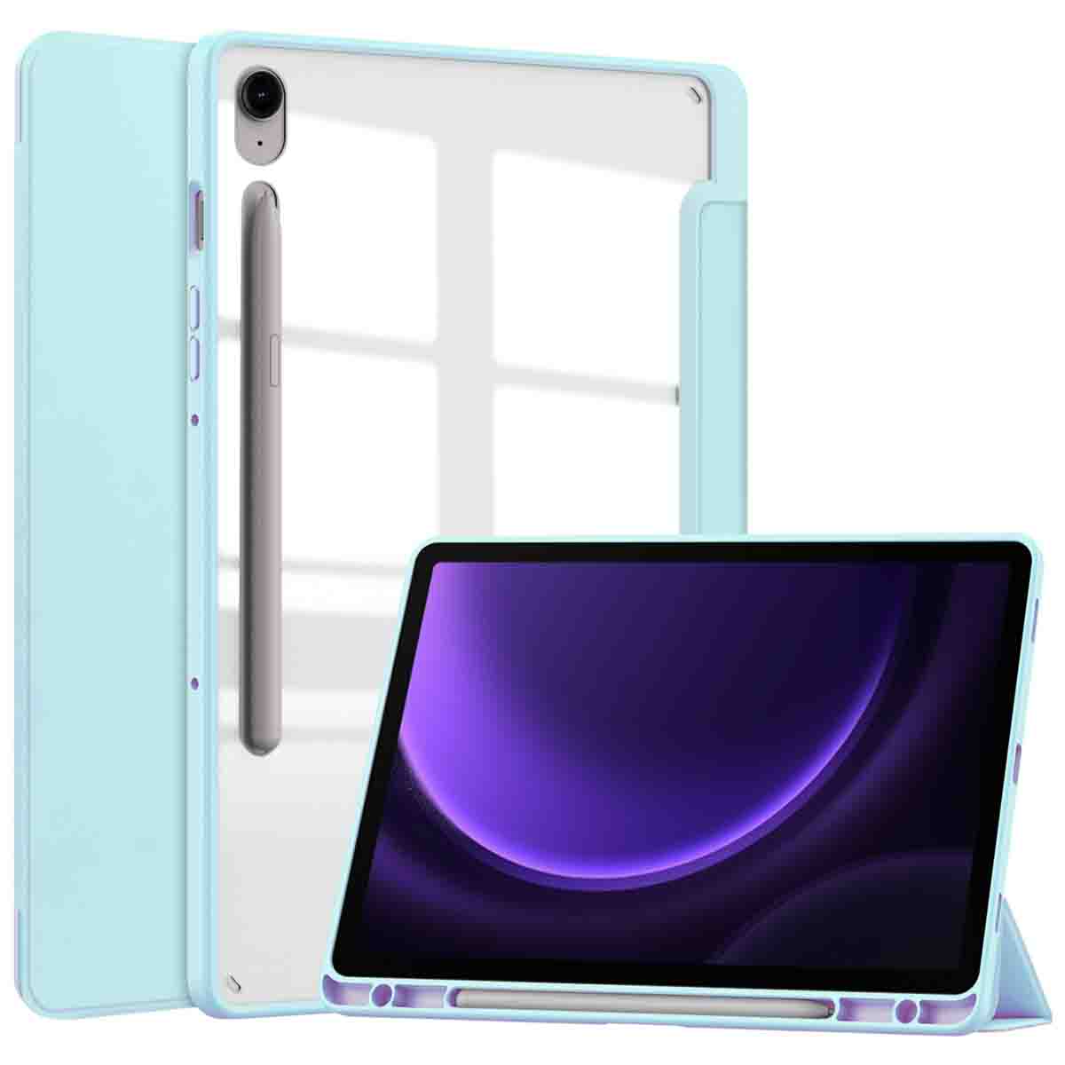 imoshion Trifold Hardcase Klapphülle für das Samsung Galaxy Tab S9 11.0 Zoll / Tab S10 FE / S9 FE 10.9 Zoll - Hellblau