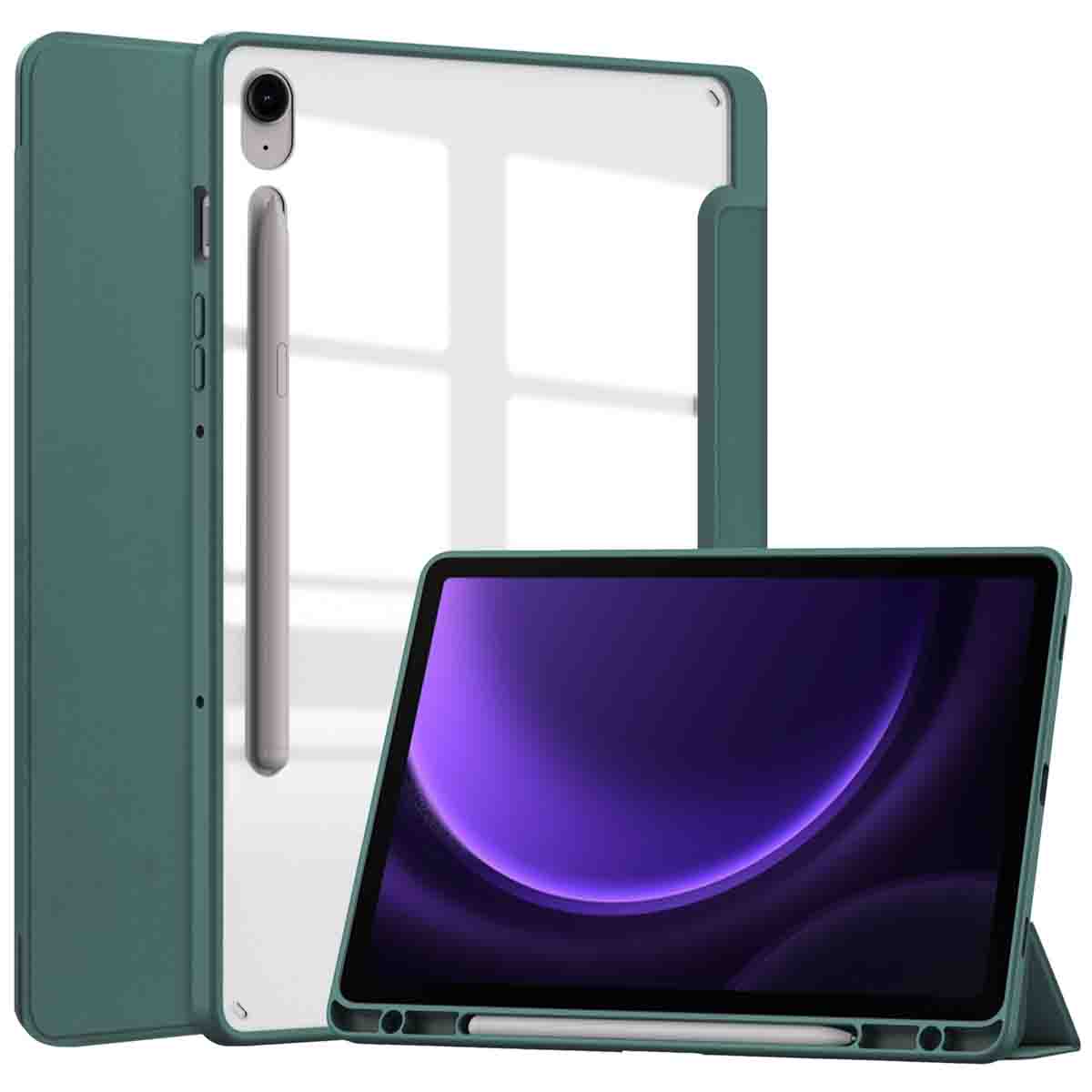 imoshion Trifold Hardcase Klapphülle für das Samsung Galaxy Tab S9 11.0 Zoll / Tab S10 FE / S9 FE 10.9 Zoll - Grün