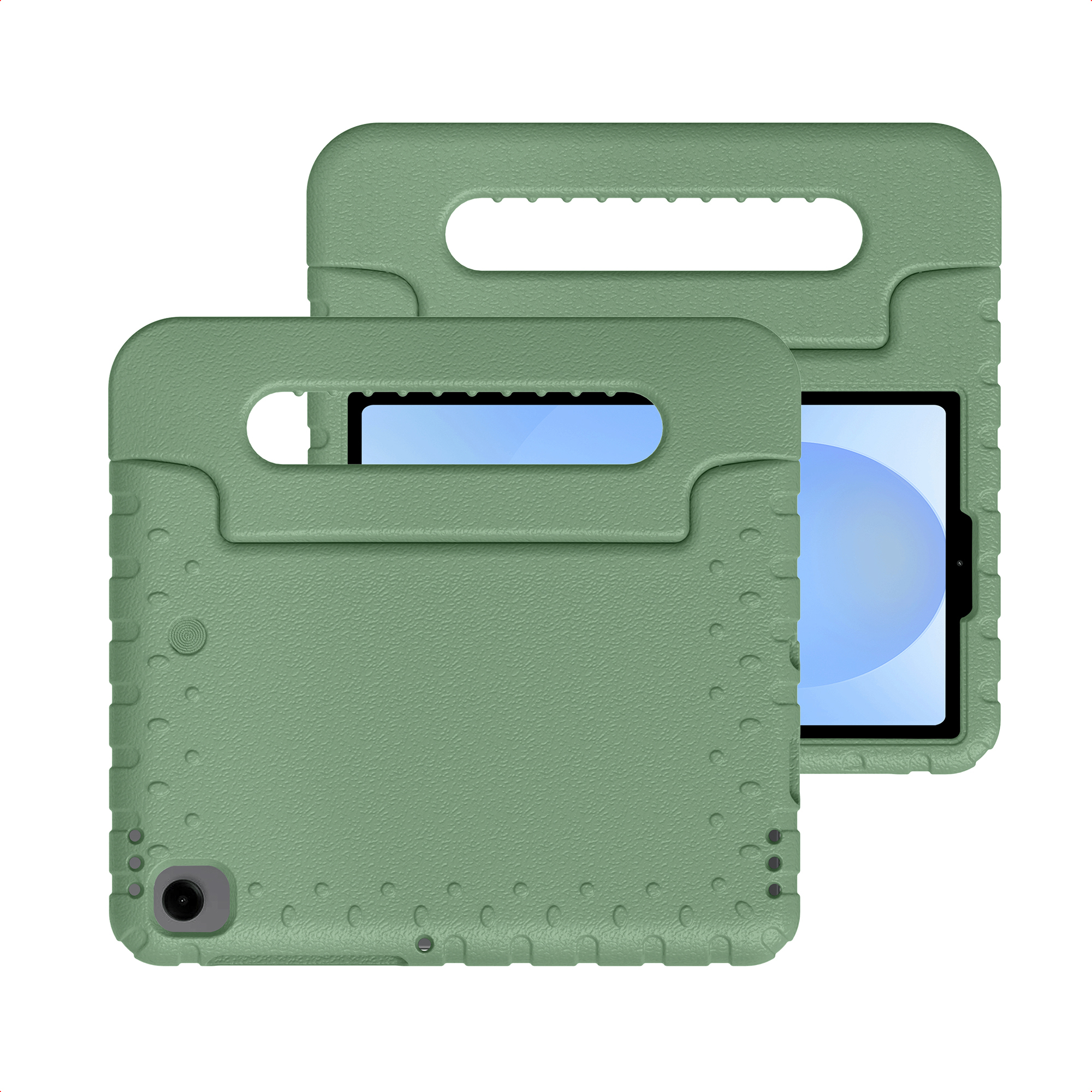 imoshion Schutzhülle mit Handgriff kindersicher für das Samsung Galaxy Tab A11 / A9 8.7 Zoll - Olive Green