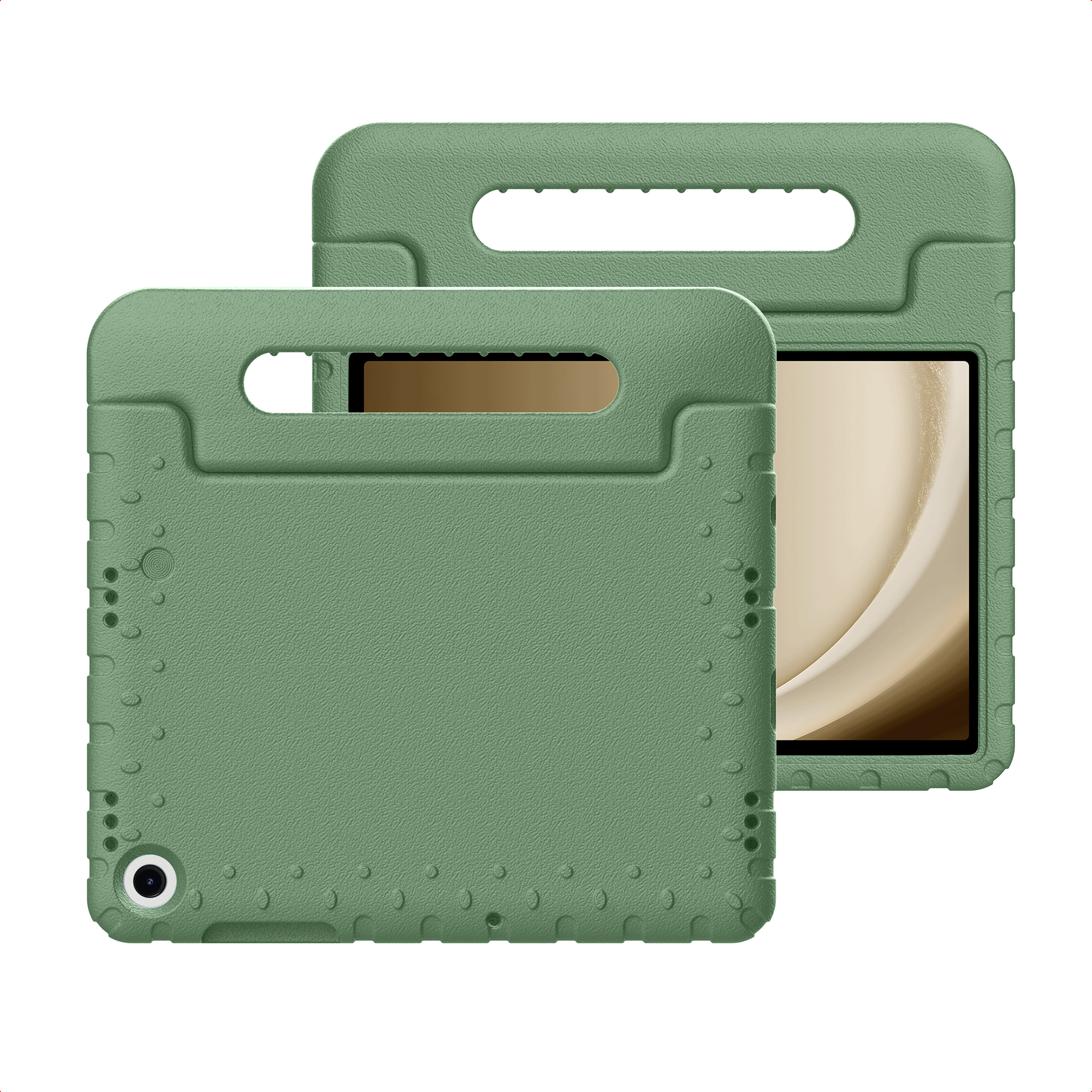 imoshion Schutzhülle mit Handgriff kindersicher für das Samsung Galaxy Tab A11 Plus / A9 Plus - Olive Green