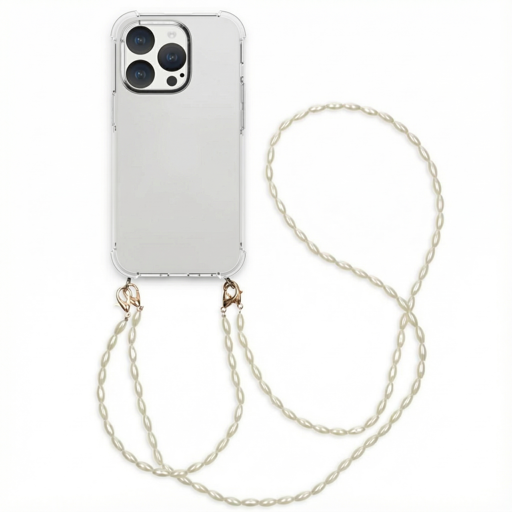 imoshion Handykette mit Perlen + Handgelenkschlaufe für das Apple iPhone 15 Pro - Transparent