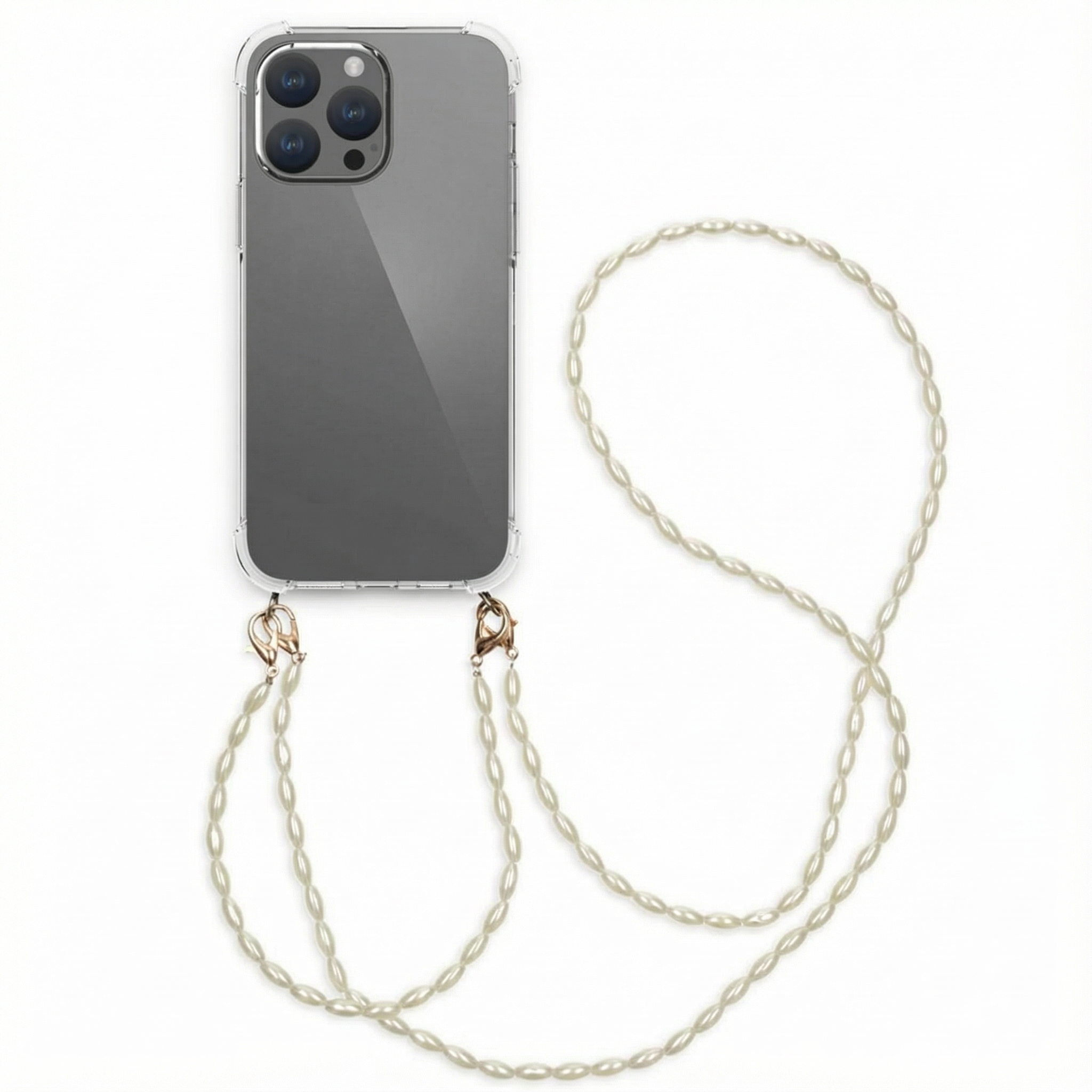 imoshion Handykette mit Perlen + Handgelenkschlaufe für das Apple iPhone 15 Pro Max - Transparent