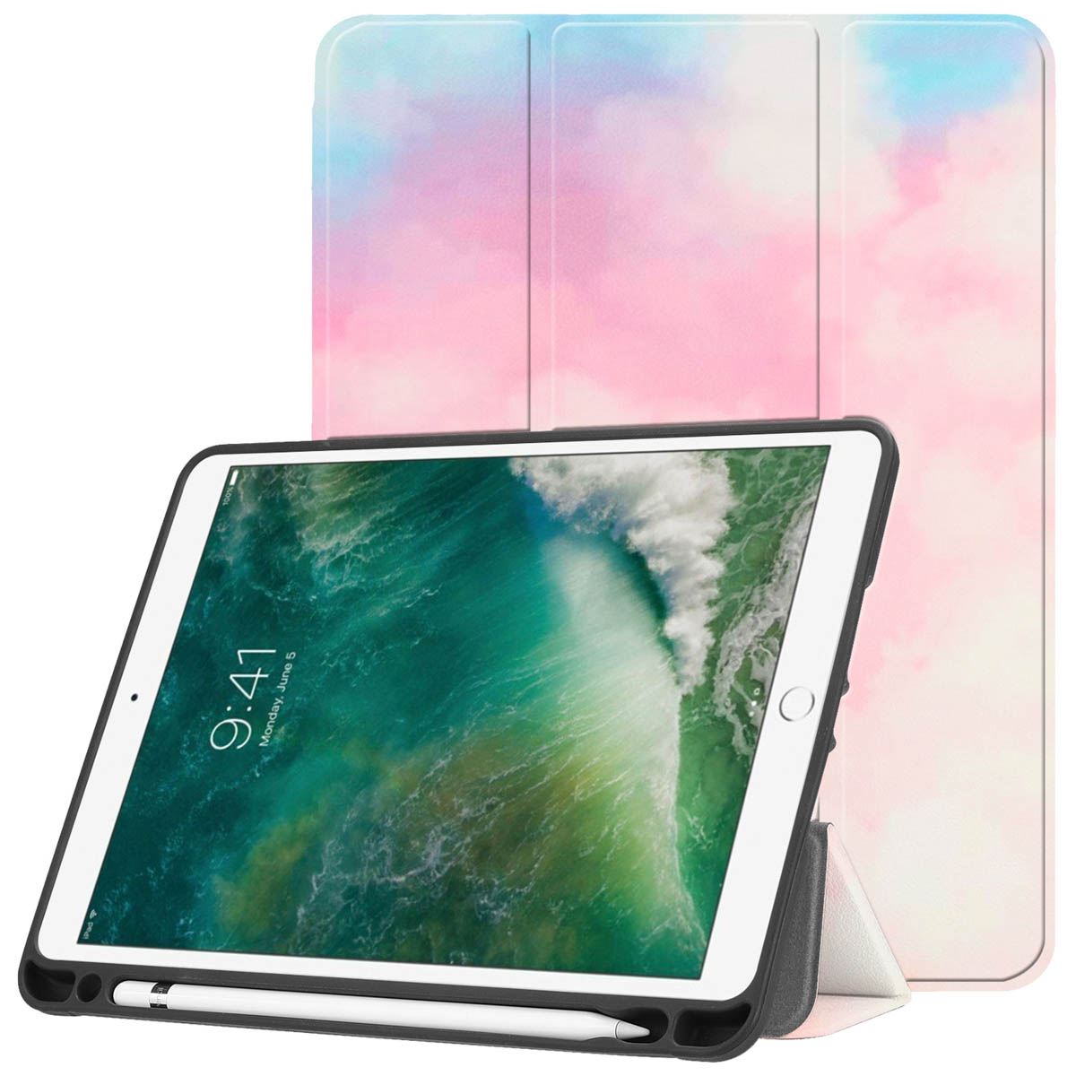 imoshion Design Trifold Klaphülle für das Apple iPad 6 (2018) 9.7 Zoll / iPad 5 (2017) 9.7 Zoll / Air 2 (2014)/Air 1 (2013) - Sky