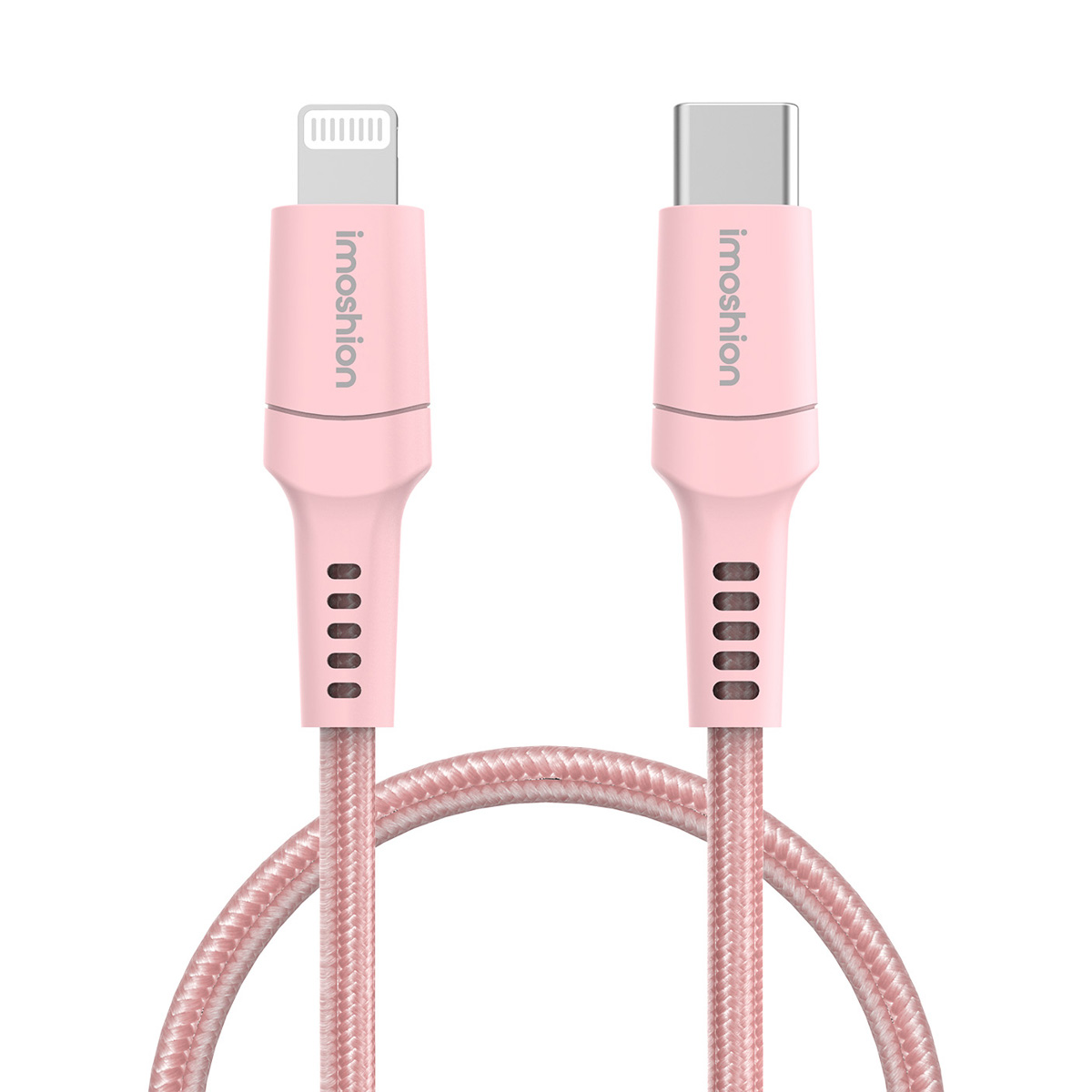 imoshion Lightning- auf USB-C-Kabel – nicht MFi-zertifiziert – Geflochtenes Gewebe – 1 m – Rosa