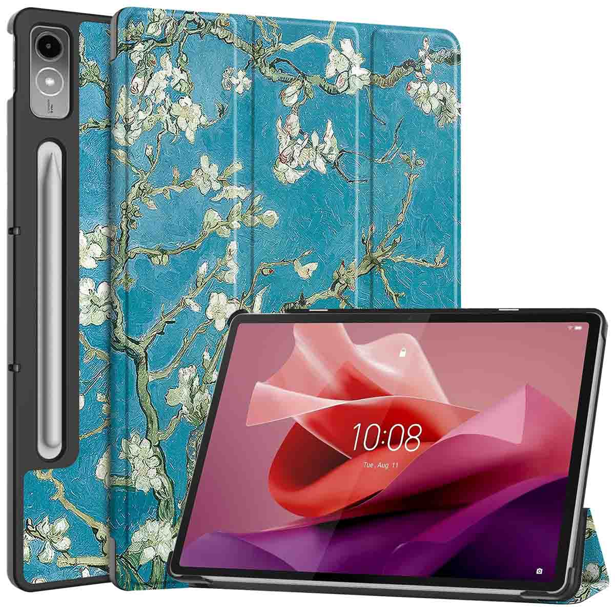 imoshion Design Trifold Klaphülle für das Lenovo Tab P12 - Green Plant