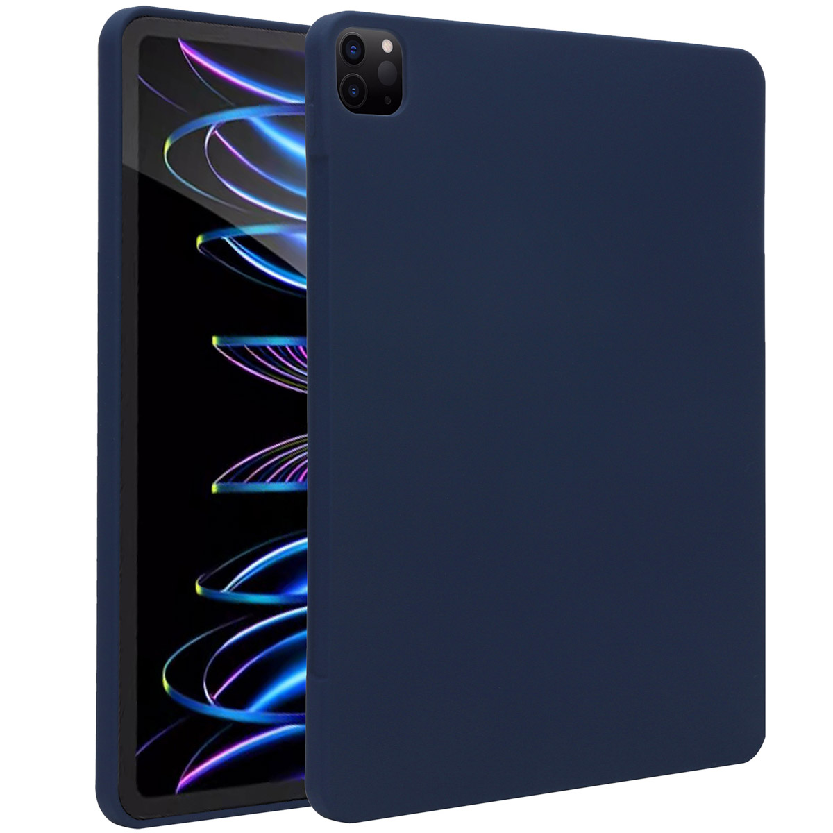 Accezz Liquid Silicone Back Cover mit Stifthalter für das Apple iPad Pro 12.9 (2022) / Pro 12.9 (2021) / Pro 12.9 (2020) - Dunkelblau