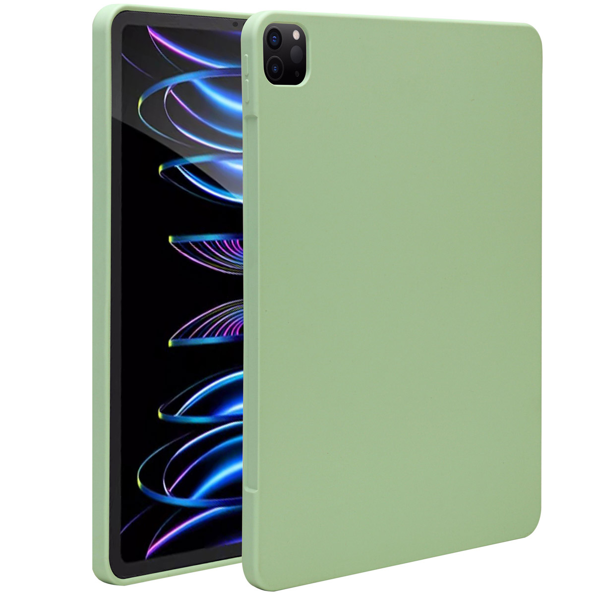 Accezz Liquid Silicone Back Cover mit Stifthalter für das Apple iPad Pro 12.9 (2022) / Pro 12.9 (2021) / Pro 12.9 (2020) - Hellgrün
