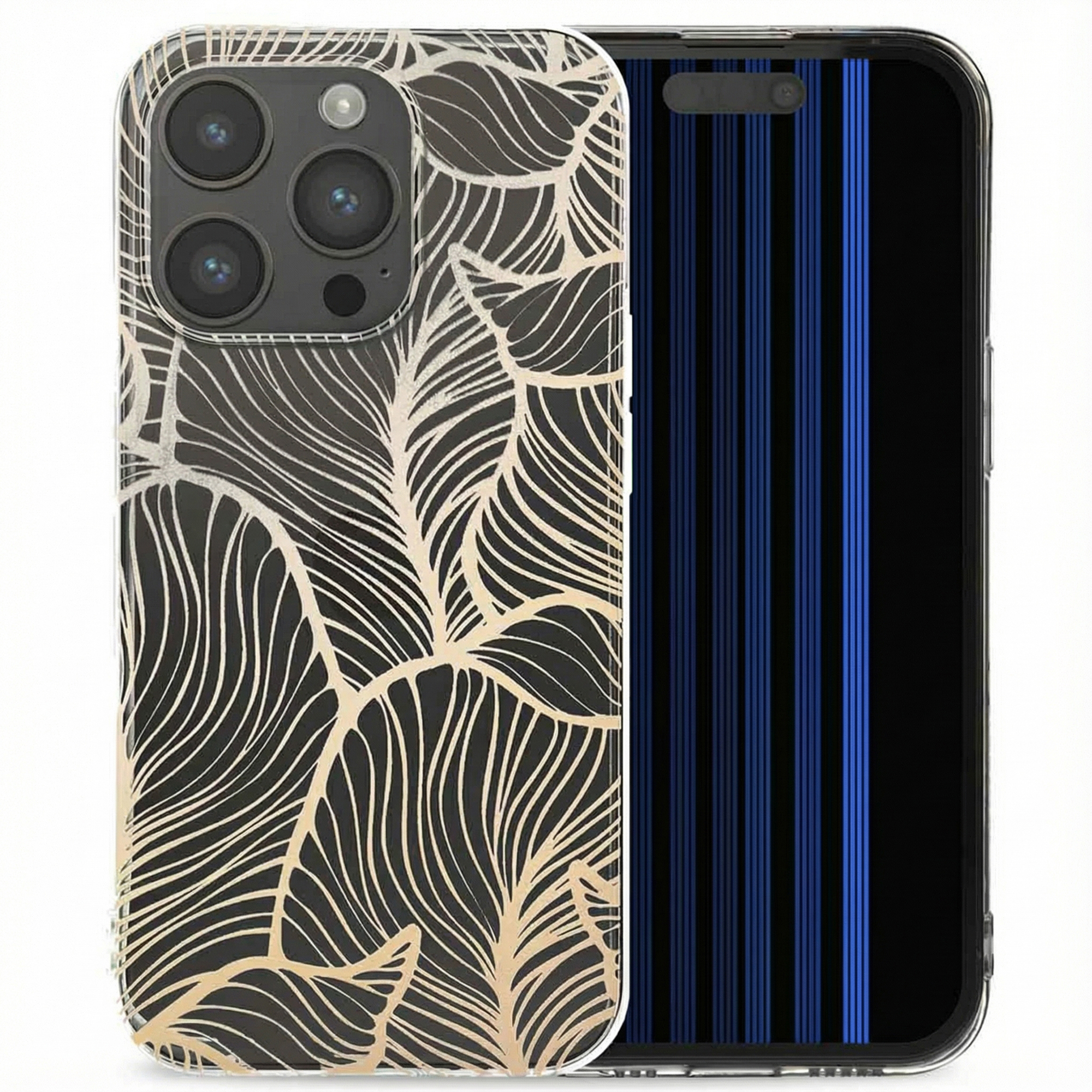 imoshion Design Hülle für das Apple iPhone 15 Pro - Golden Leaves Transparent