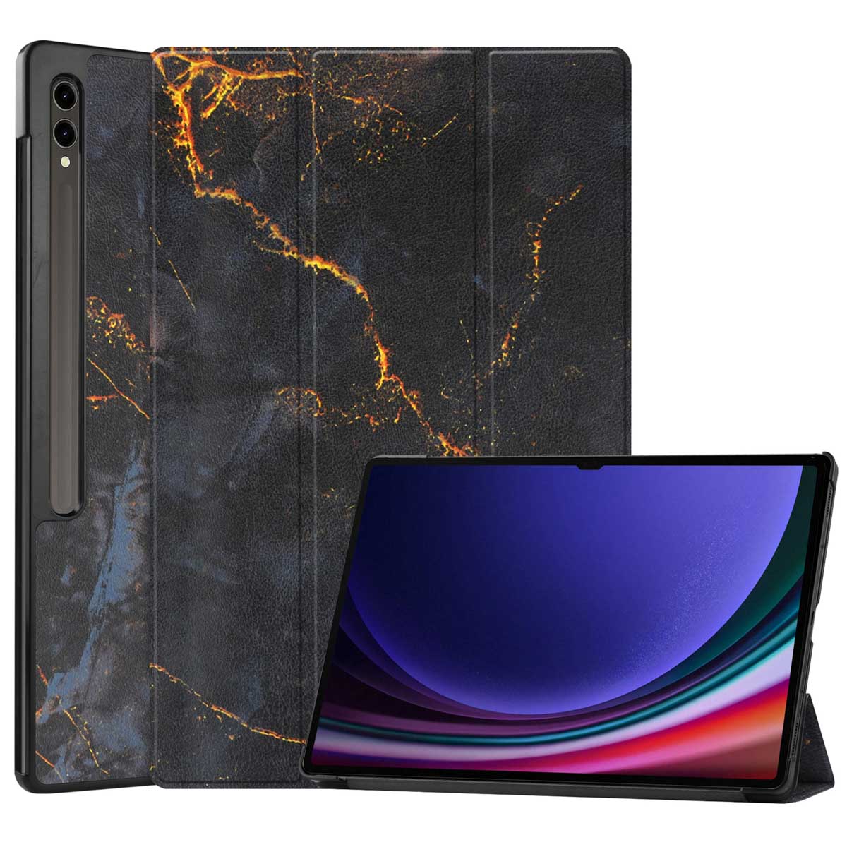 imoshion Design Trifold Klaphülle für das Samsung Galaxy Tab S10 Ultra / Tab S9 Ultra - Black Marble