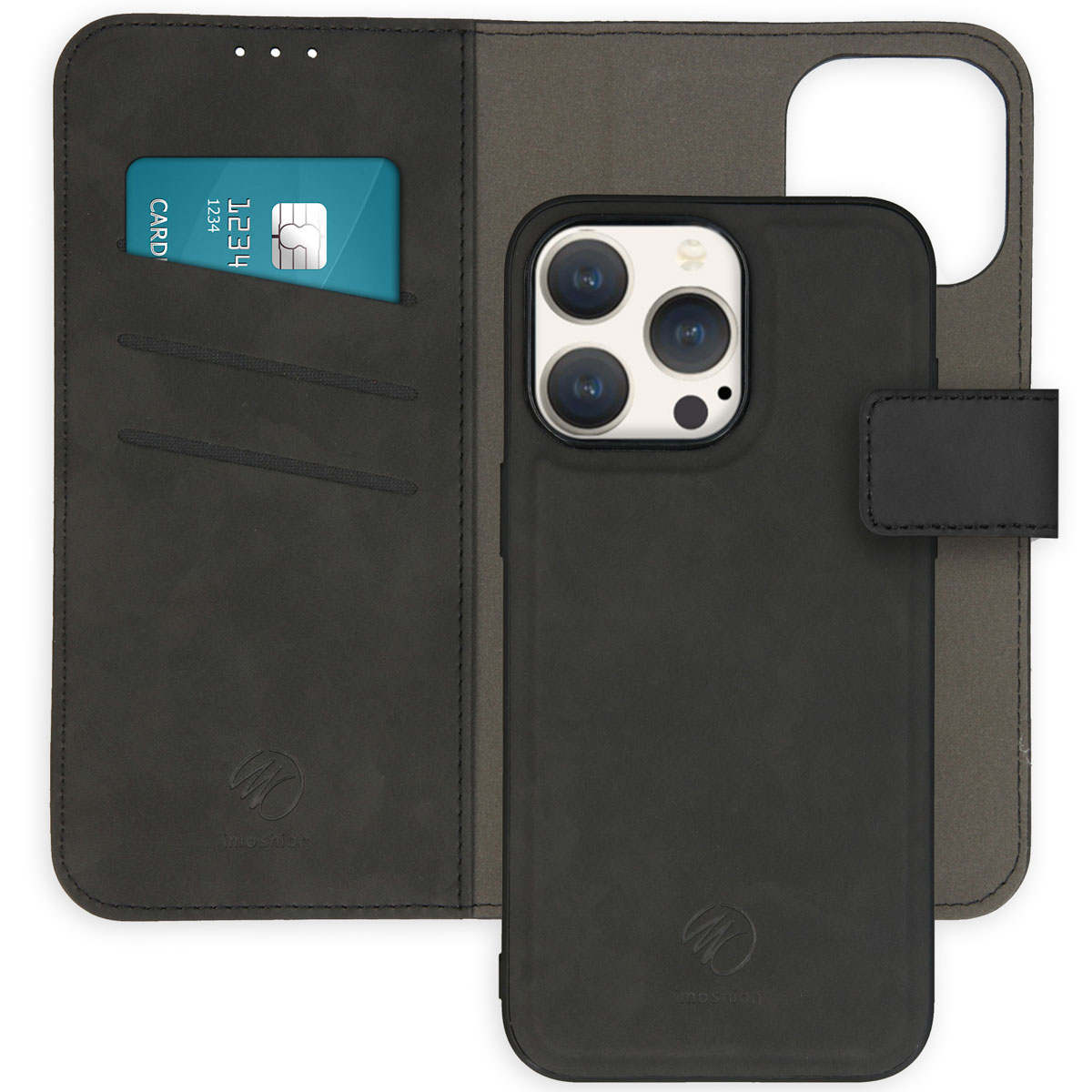 imoshion Entfernbare 2-1 Luxus Klapphülle für das Apple iPhone 15 Pro Max - Schwarz