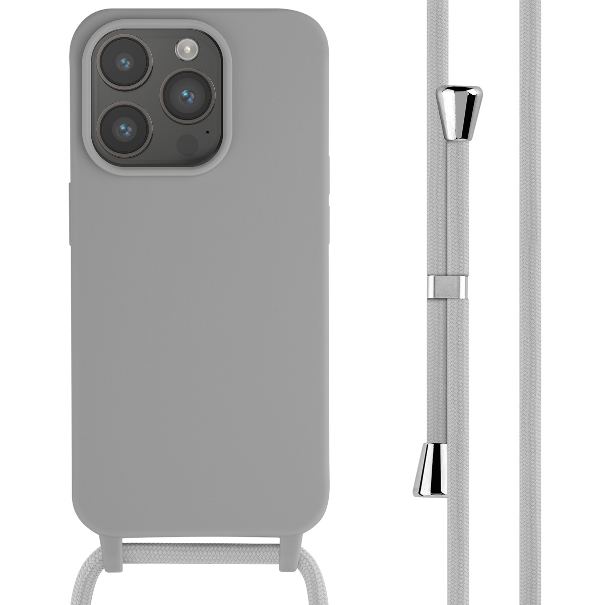 imoshion SilikonHülle mit Band für das Apple iPhone 15 Pro - Hellgrau