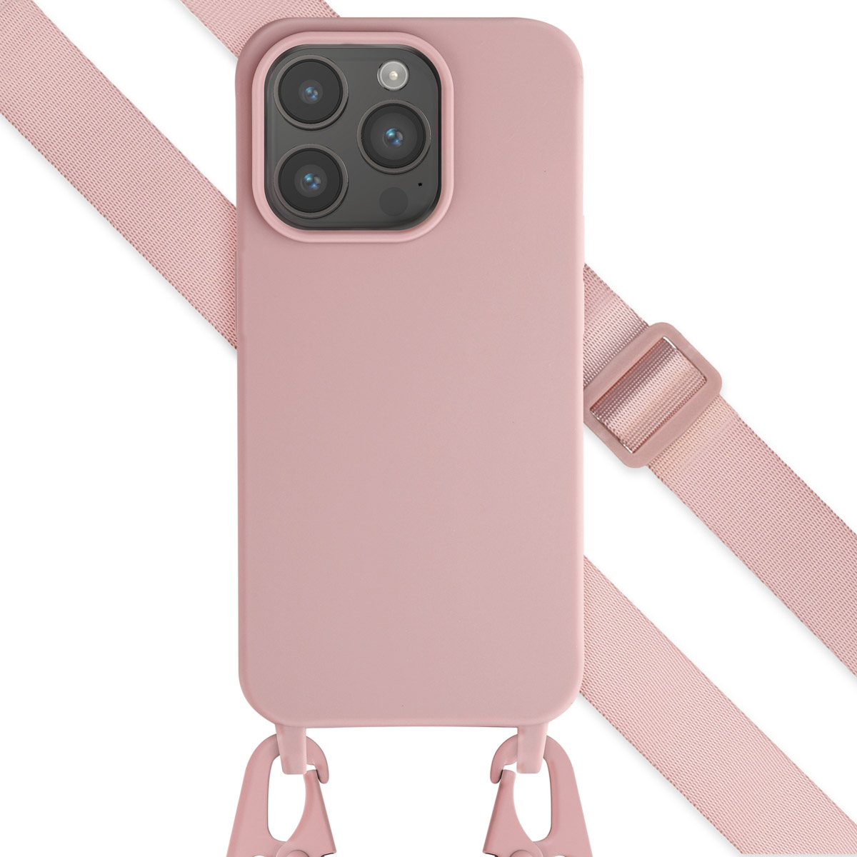 Selencia SilikonHülle mit abnehmbarem Band für das Apple iPhone 15 Pro - Sand Pink