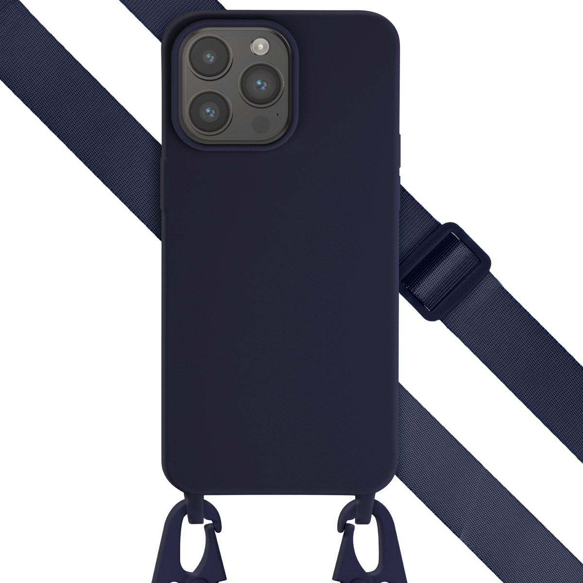 Selencia SilikonHülle mit abnehmbarem Band für das Apple iPhone 15 Pro Max - Dunkelblau