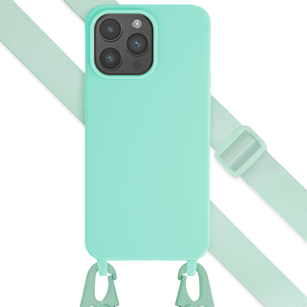 Selencia SilikonHülle mit abnehmbarem Band für das Apple iPhone 15 Pro Max - Türkis