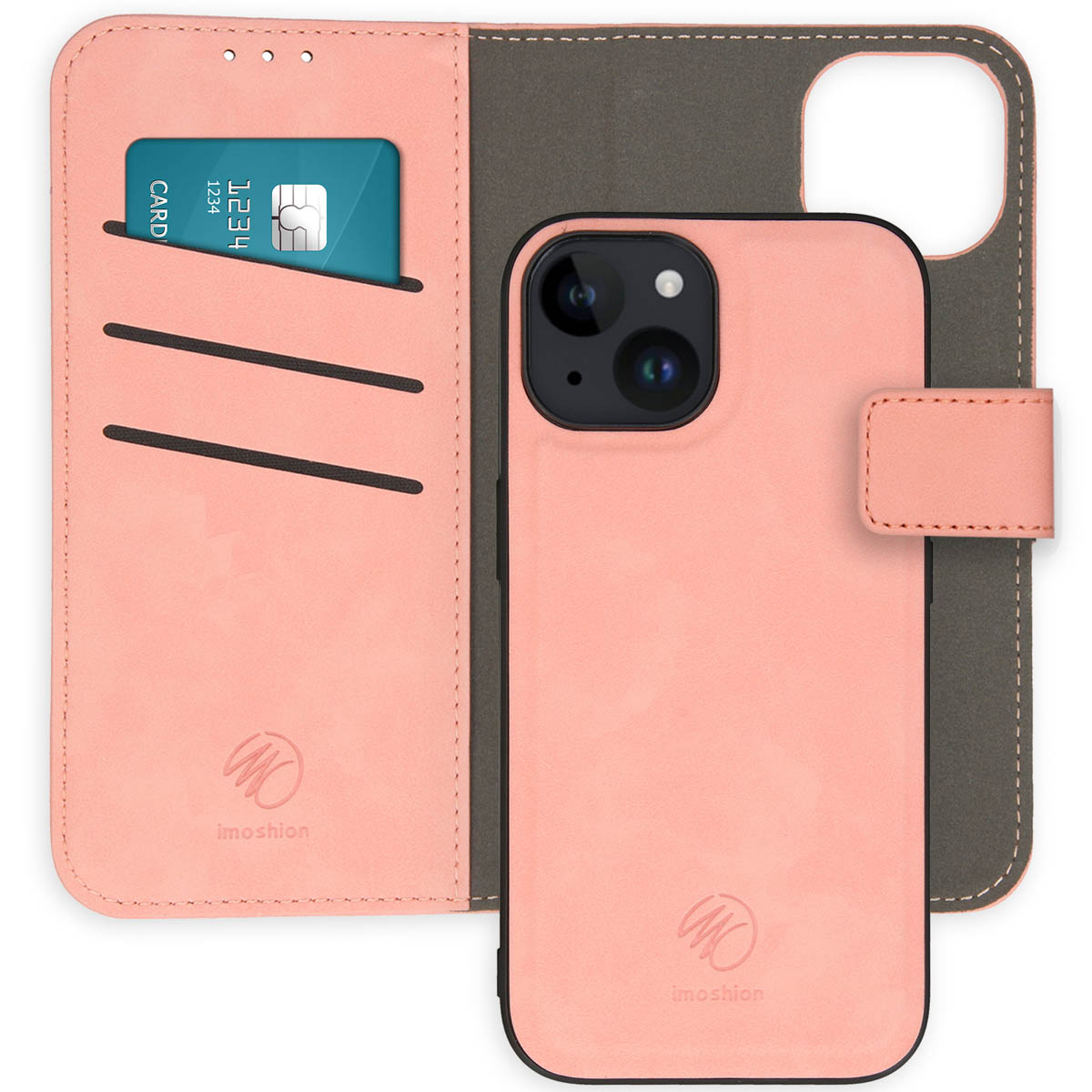 imoshion Entfernbare 2-1 Luxus Klapphülle für das Apple iPhone 15 - Rosa