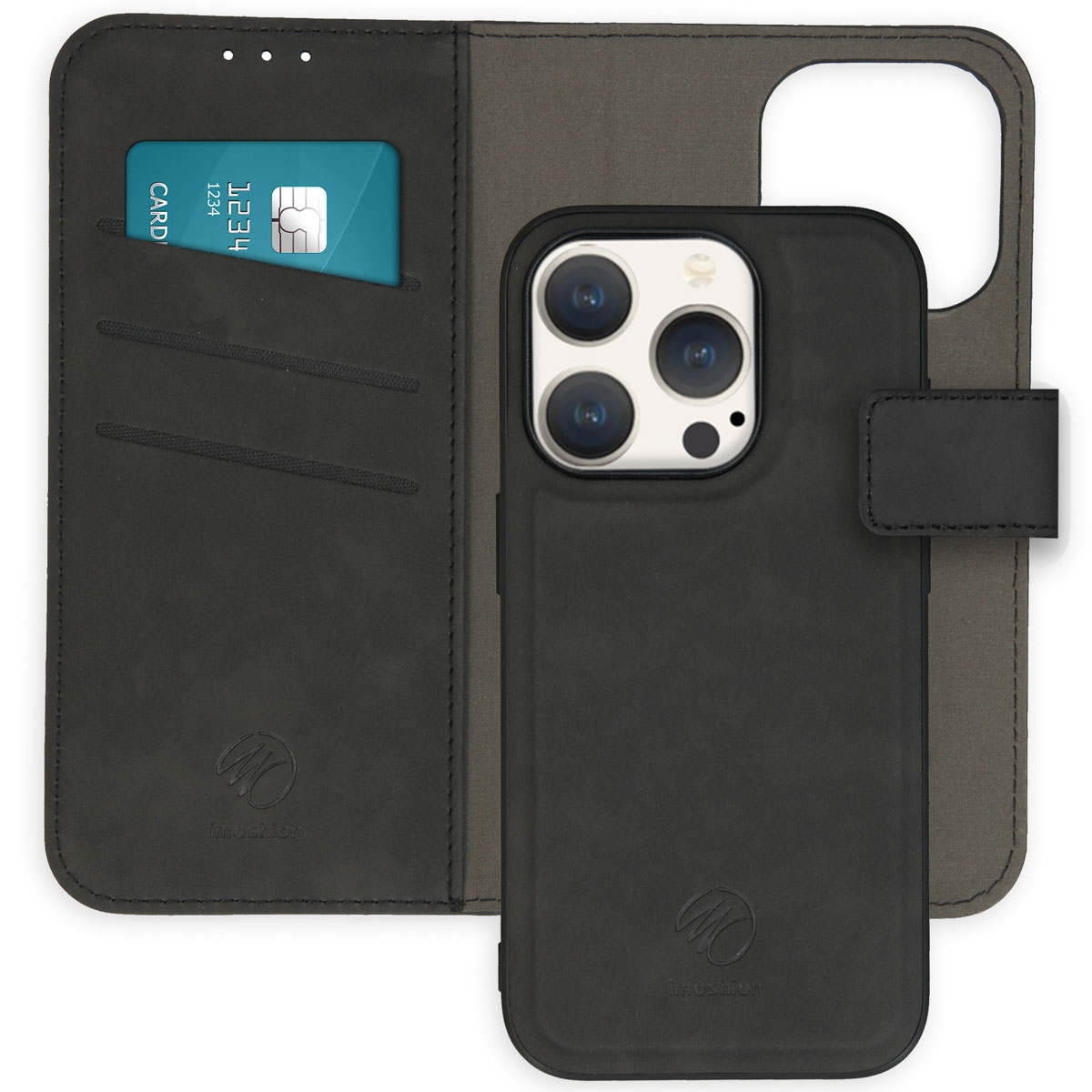 imoshion Entfernbare 2-1 Luxus Klapphülle für das Apple iPhone 15 Pro - Schwarz