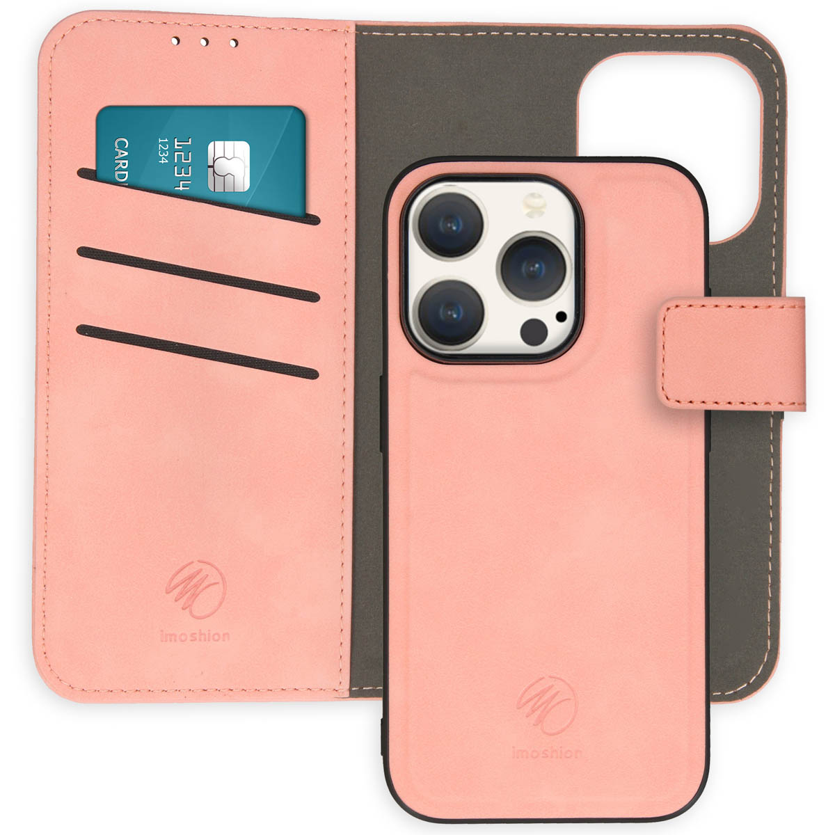 imoshion Entfernbare 2-1 Luxus Klapphülle für das Apple iPhone 15 Pro - Rosa