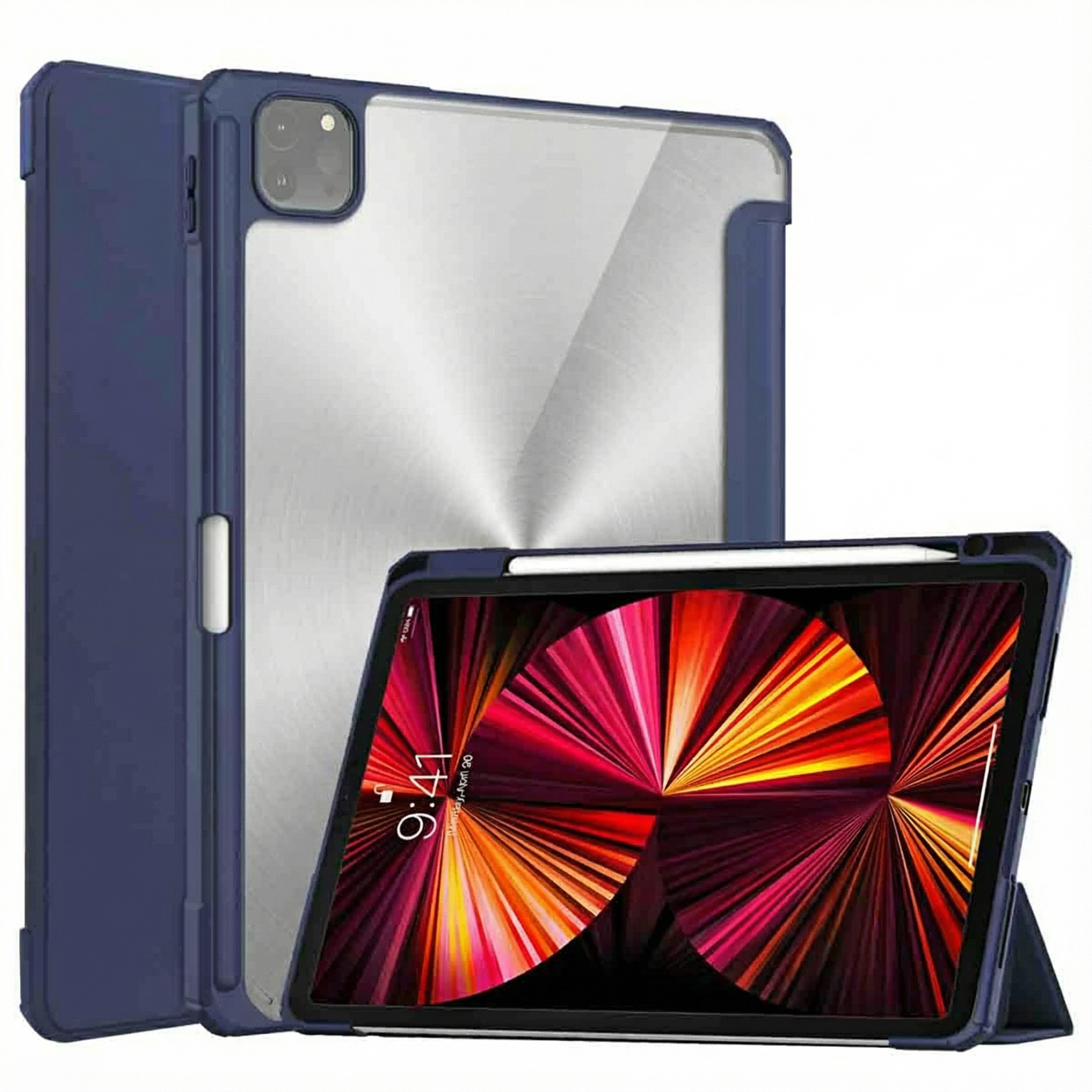 imoshion Trifold Hardcase Klapphülle für das Apple iPad Pro 11 (2022 / 2021 / 2020 / 2018) - Dunkelblau