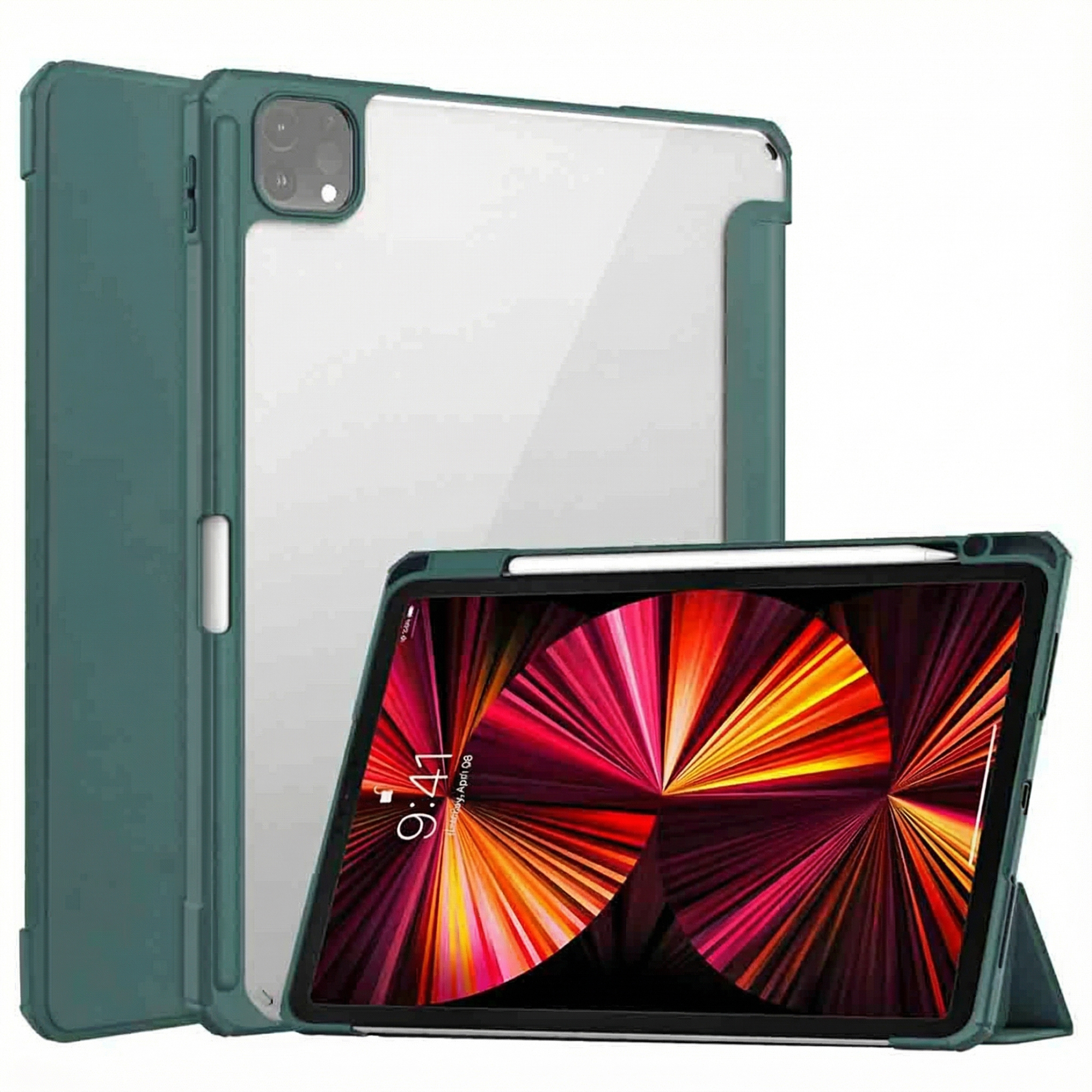 imoshion Trifold Hardcase Klapphülle für das Apple iPad Pro 11 (2022 / 2021 / 2020 / 2018) - Grün