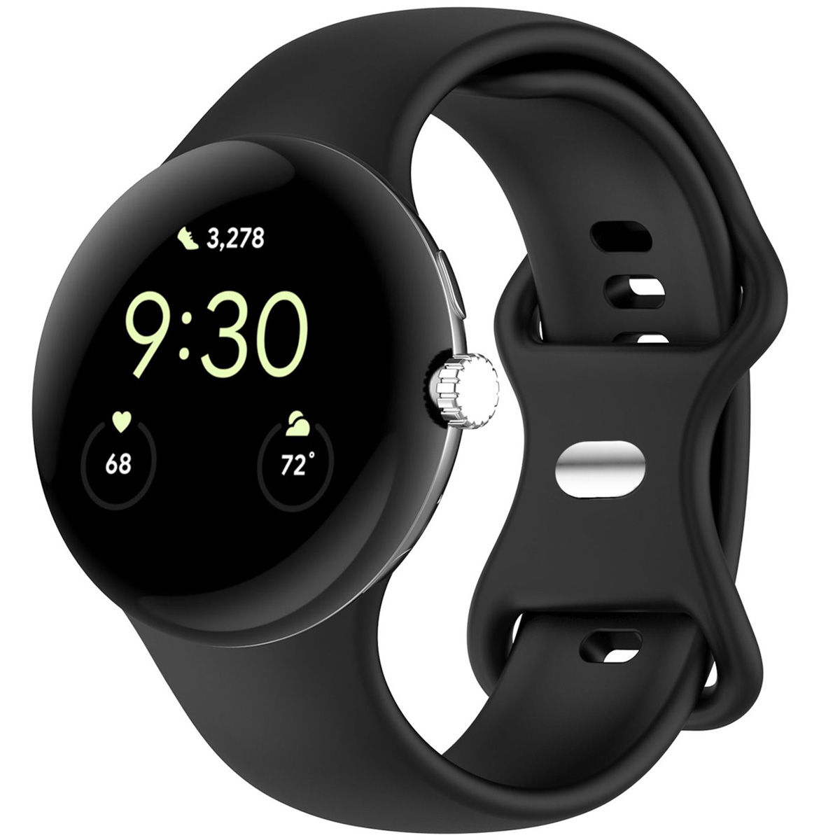 imoshion Silikon-Armband⁺ für Google Pixel Watch 5 / Watch 4 / Watch 3 / Watch 2 / Watch (41 mm) - Größe L - Schwarz