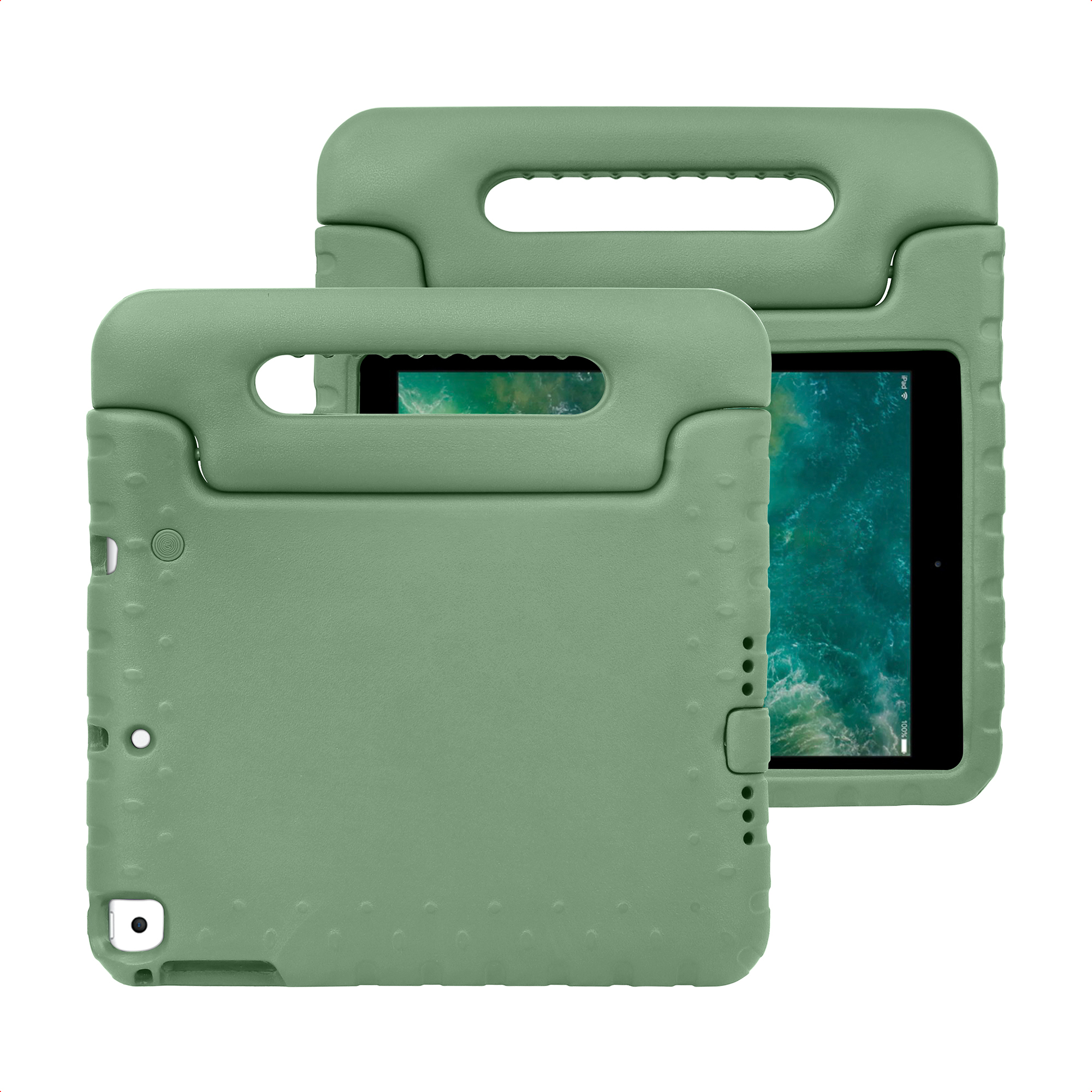 imoshion Schutzhülle mit Handgriff kindersicher für das Apple iPad 6 (2018) 9.7 Zoll / iPad 5 (2017) 9.7 Zoll - Olive Green