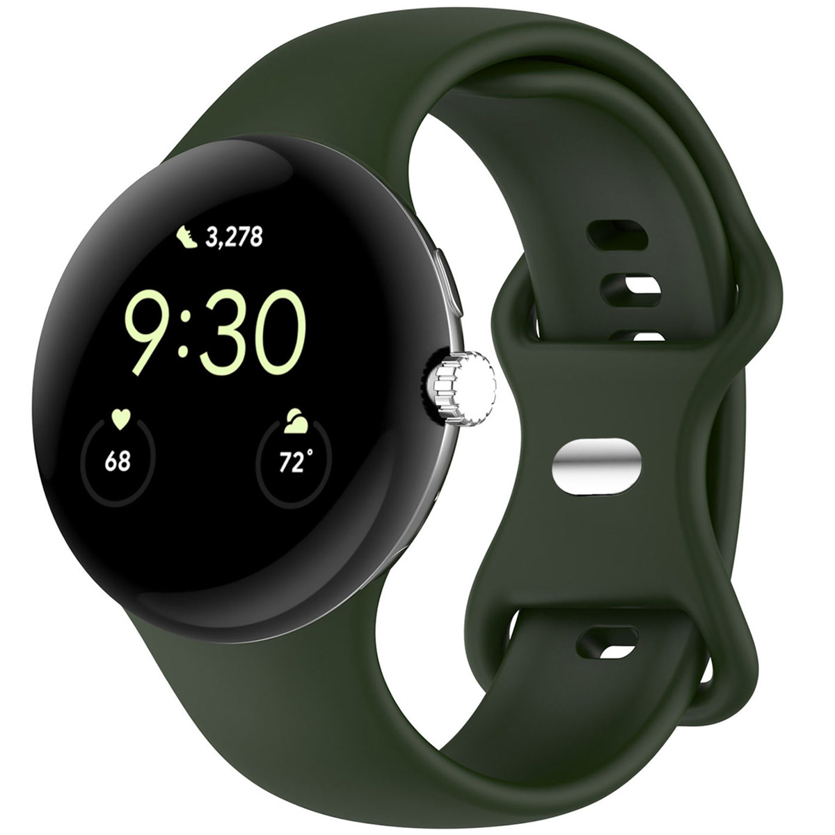 imoshion Silikon-Armband⁺ für Google Pixel Watch 5 / Watch 4 / Watch 3 / Watch 2 / Watch (41 mm) - Größe S - Dunkelgrün