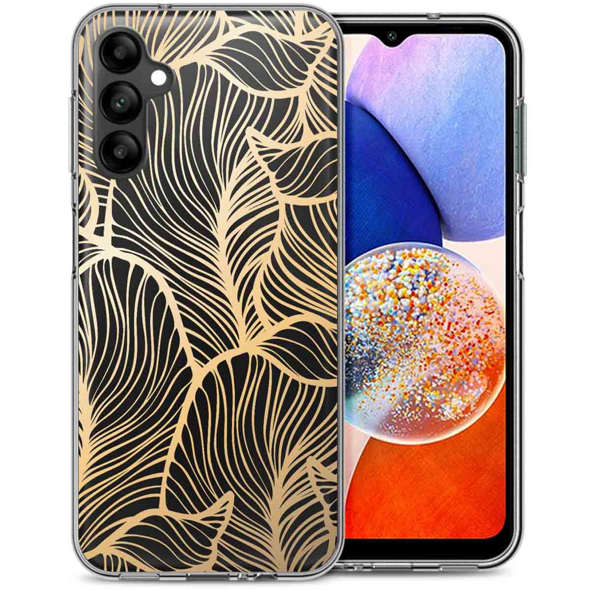 imoshion Design Hülle für das Samsung Galaxy A14 (5G/4G) - Golden Leaves