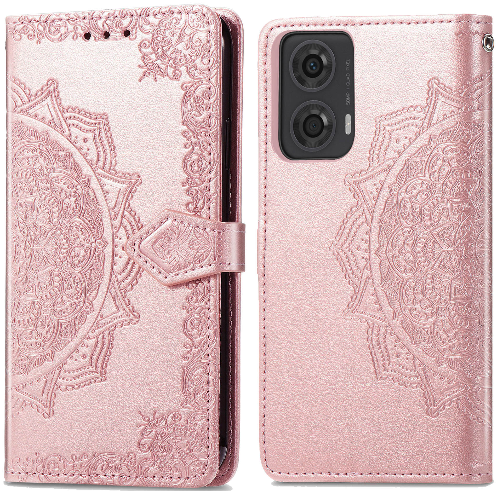imoshion Mandala Klapphülle für das Motorola Moto G04 / G24 - Rosé gold