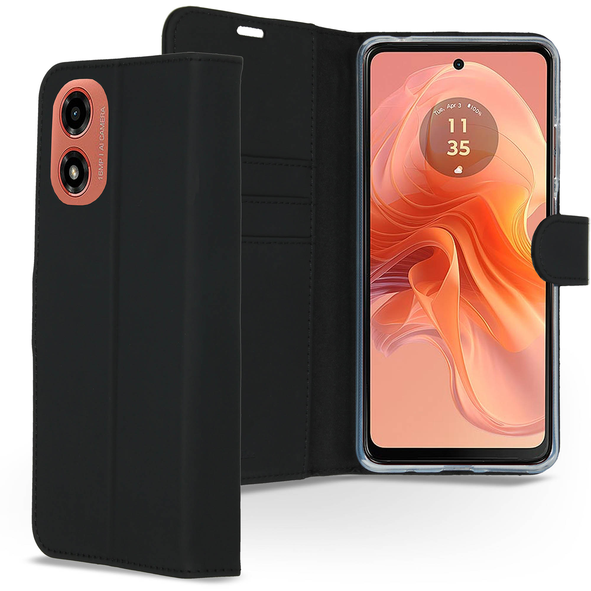 Accezz Wallet TPU Klapphülle für das Motorola Moto G04 / G24 - Schwarz