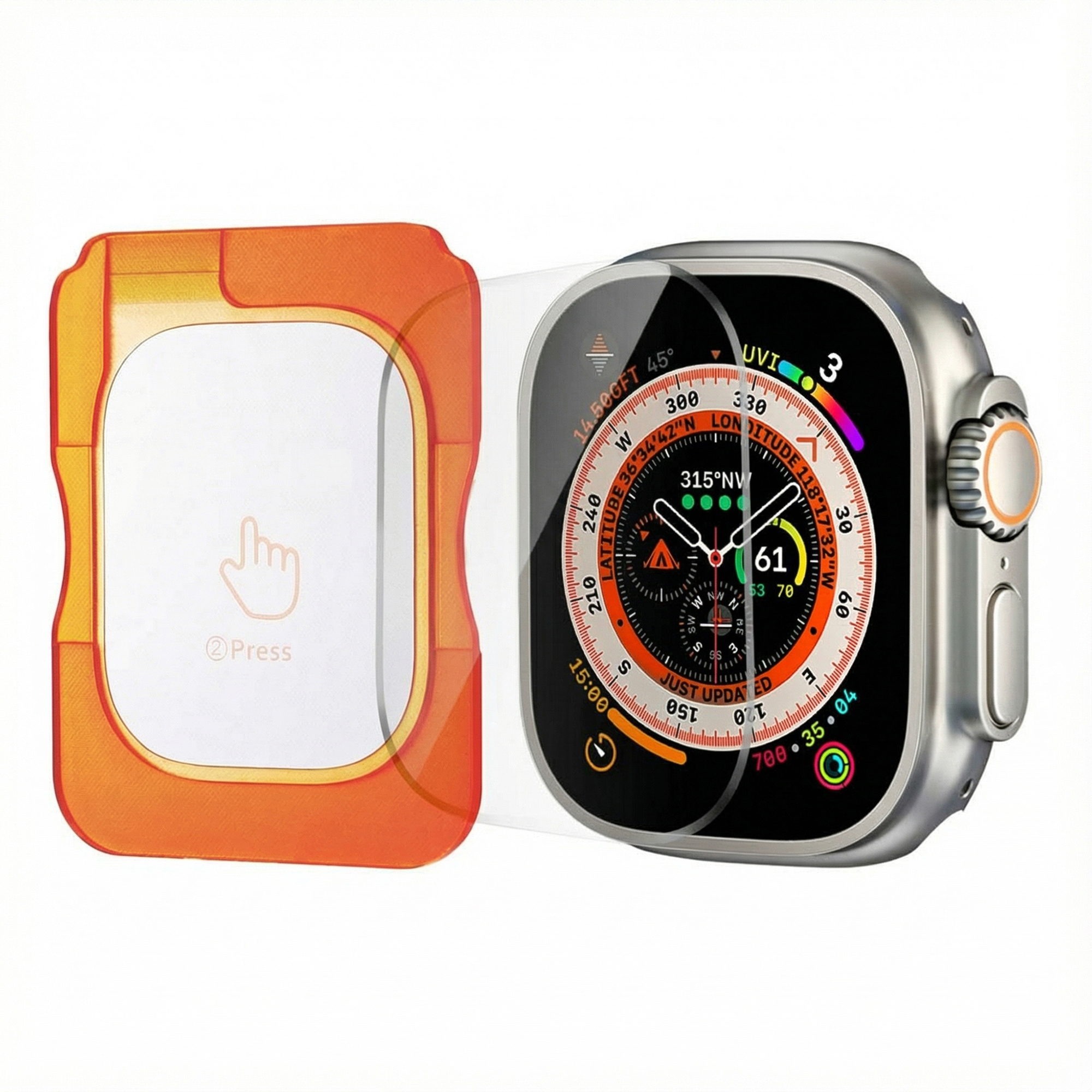 Accezz Displayschutz aus gehärtetem Glas mit Applikator Apple Watch Ultra 1 / 2 / 3 - 49 mm