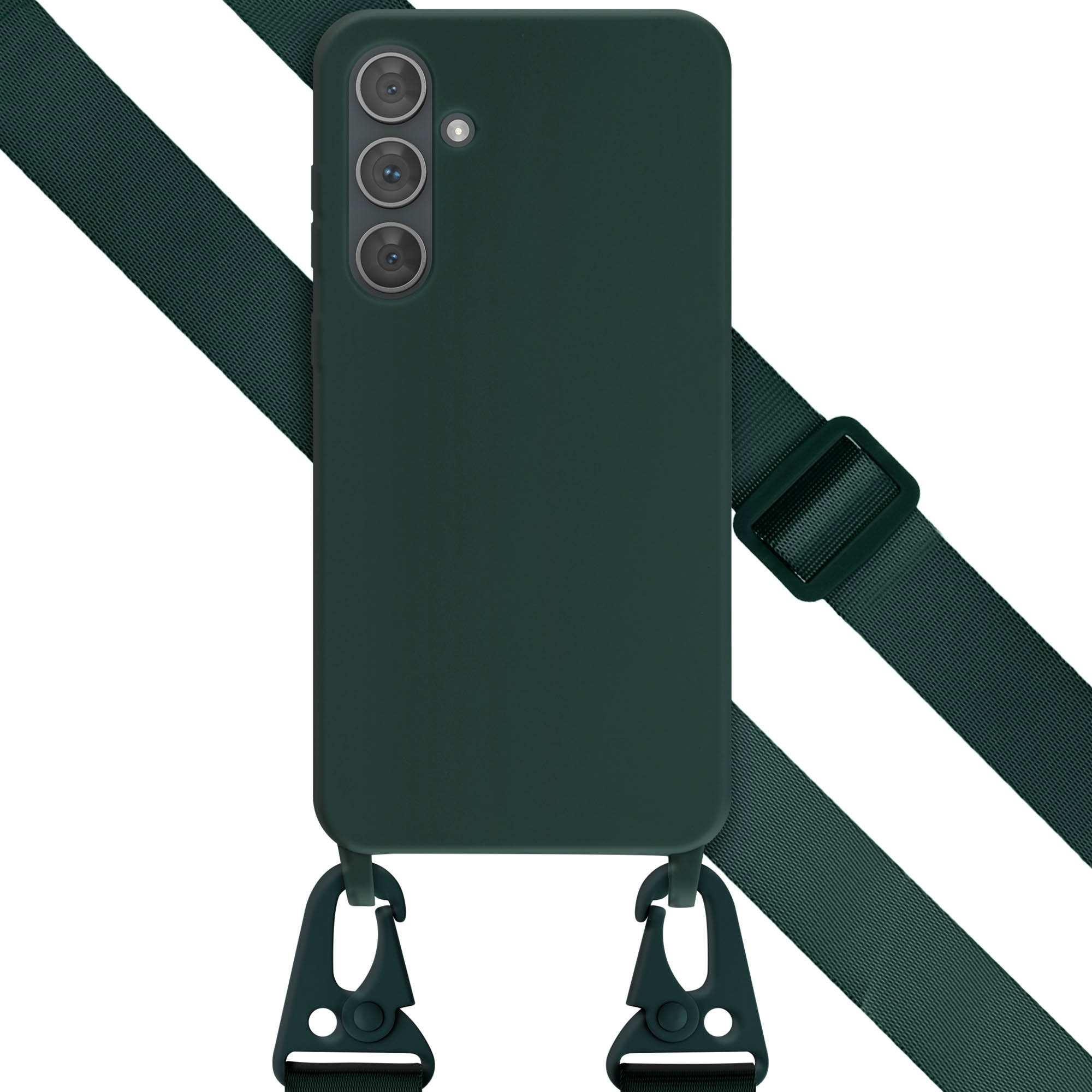 Selencia SilikonHülle mit abnehmbarem Band für das Samsung Galaxy A35 - Dunkelgrün