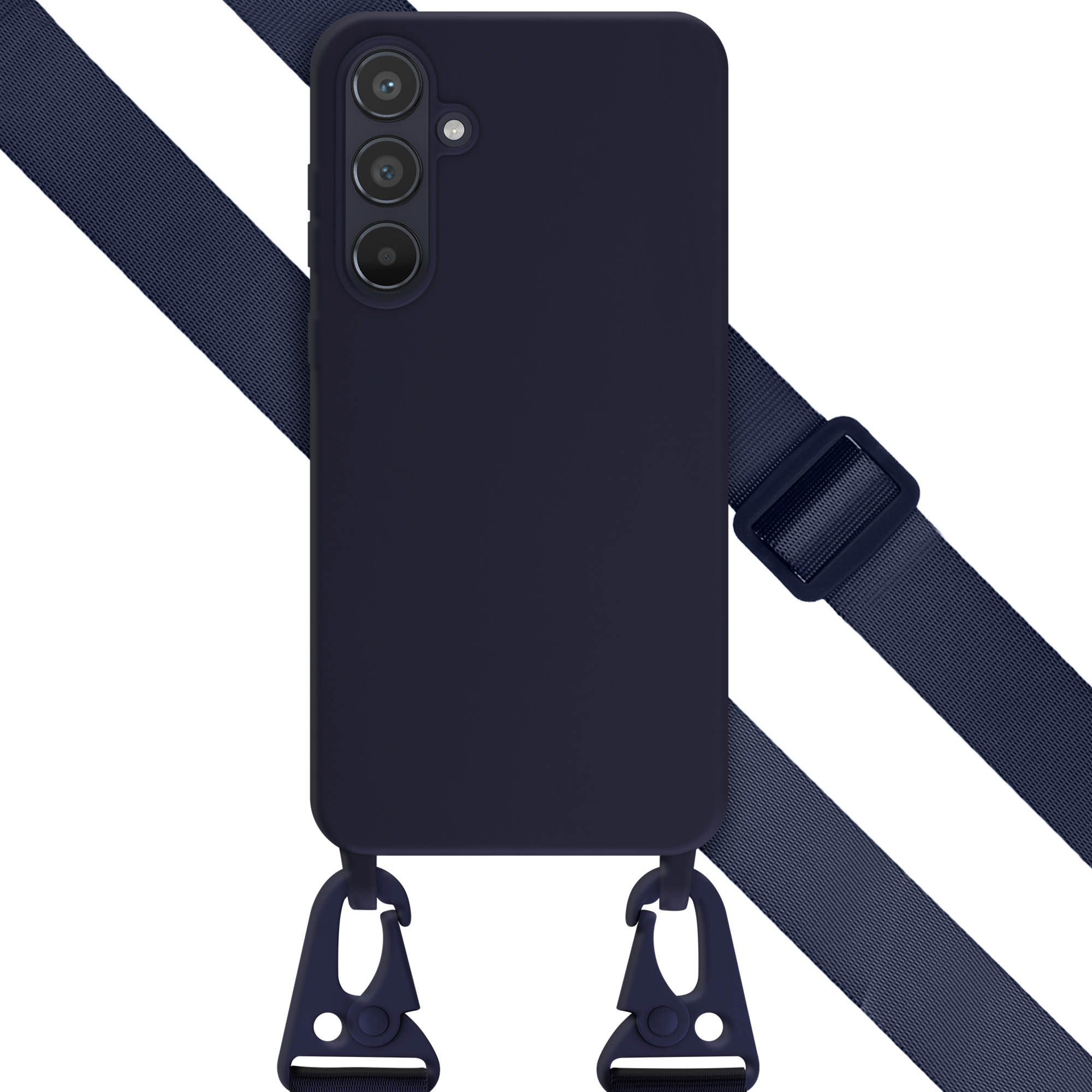 Selencia SilikonHülle mit abnehmbarem Band für das Samsung Galaxy A55 - Dunkelblau