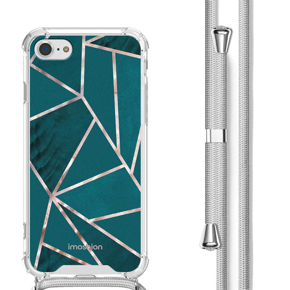 imoshion Design Hülle mit Band für das Apple iPhone SE (2022 / 2020) / 8 / 7 - Petrol Green Graphic